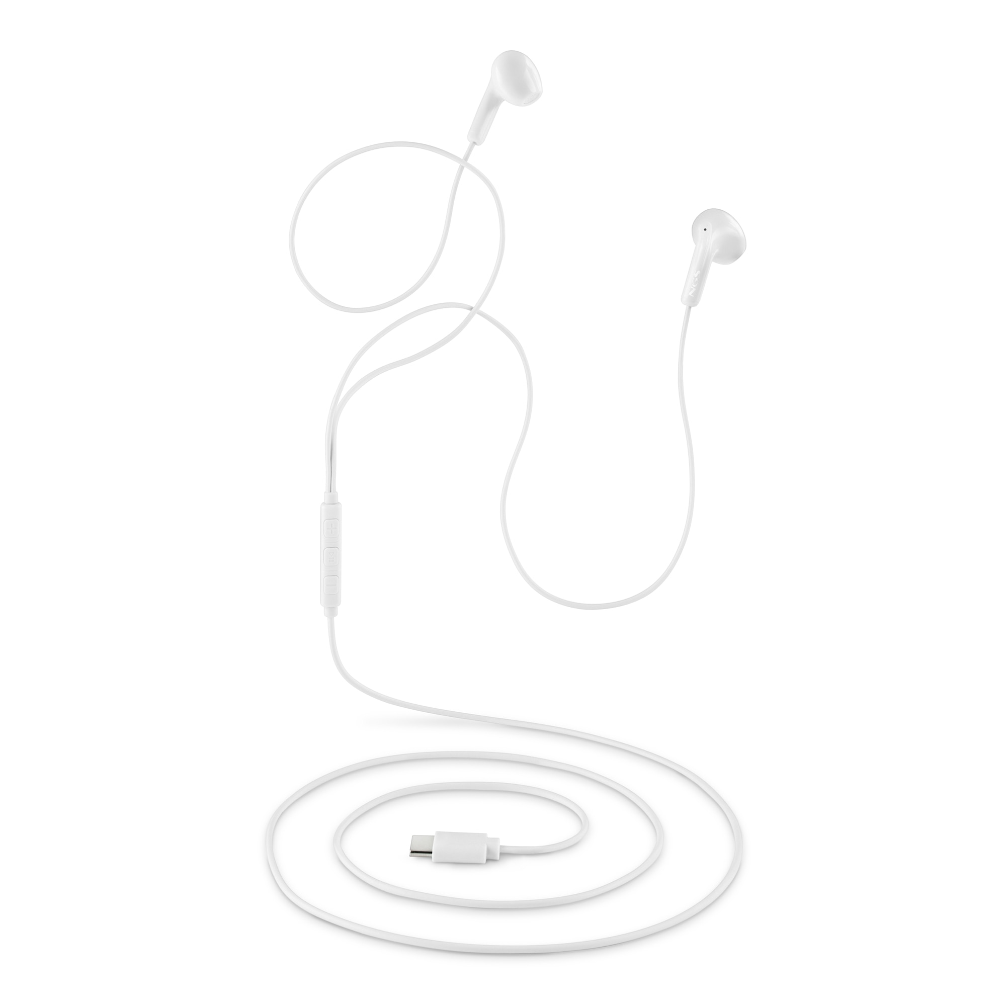 Auriculares de botón NGS CROSS GLIDE con micrófono y control de volumen Conexión USB-C Cable 1,2 - Blanco Blanco-4