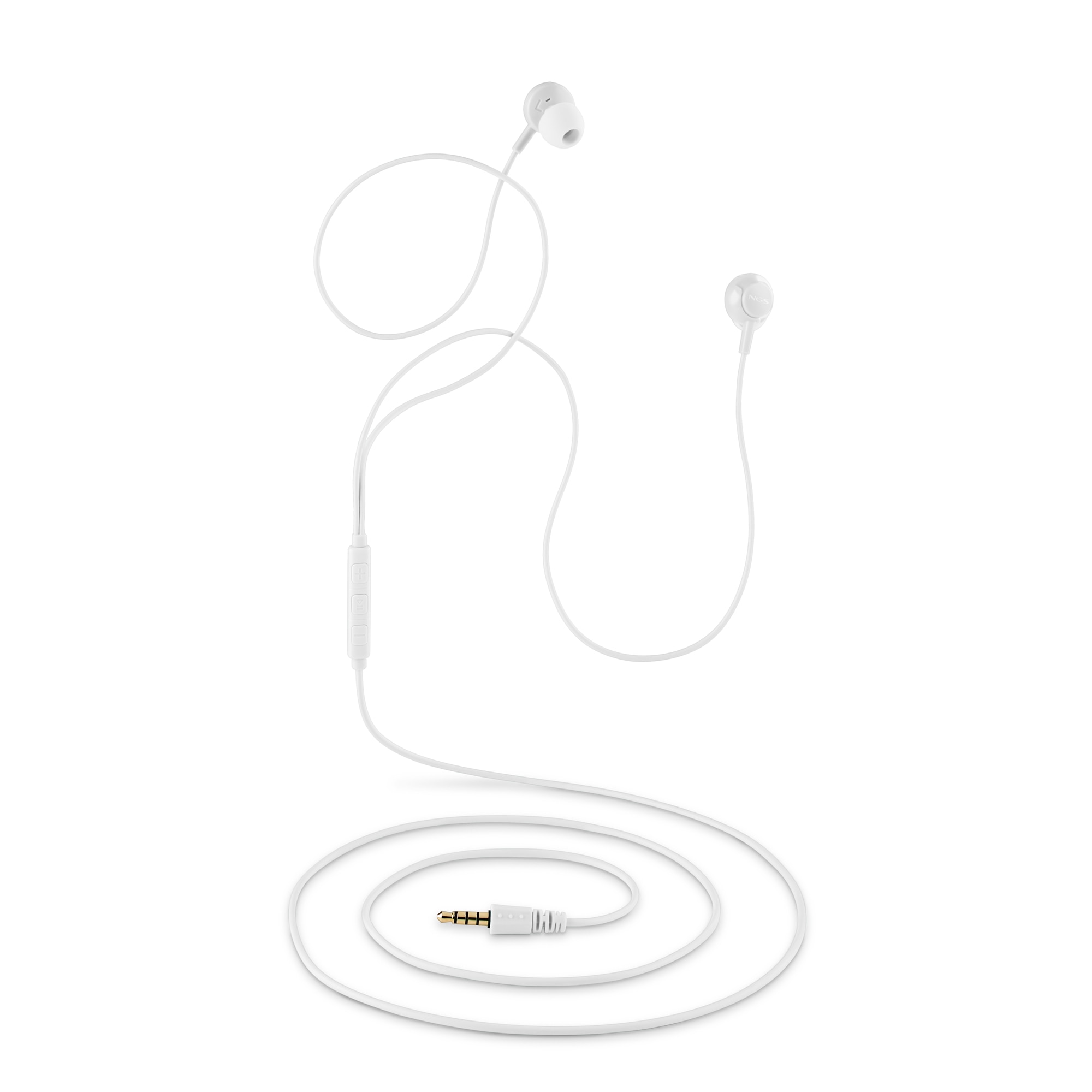 Auricular de botón NGS CROSS DRIFT con micro y control de volumen Conexión Jack 3,5 mm Cable 1,2 - Blanco Blanco-3