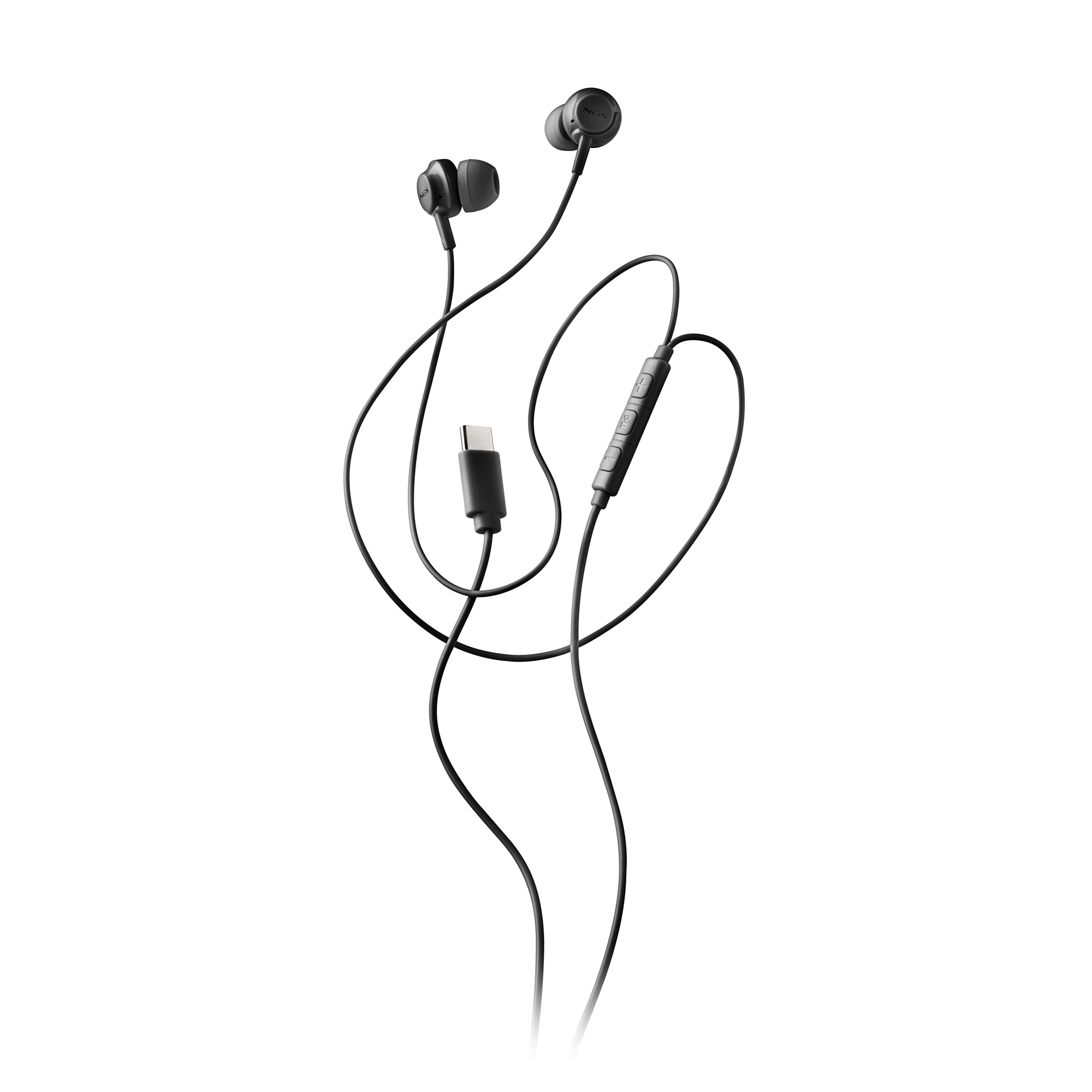 Auriculares de botón NGS CROSS STEP con micrófono y control de volumen Conexión USB-C Cable 1,2 - Negro Negro-2