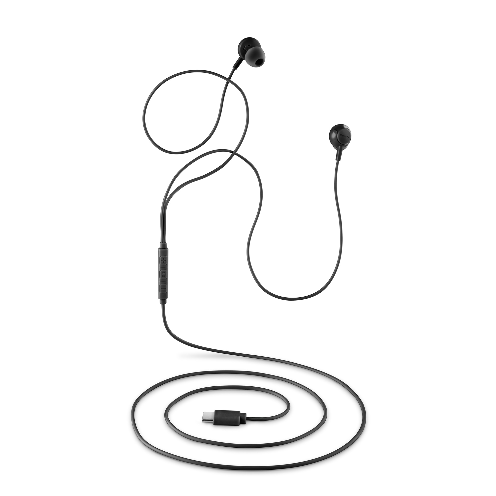 Auriculares de botón NGS CROSS STEP con micrófono y control de volumen Conexión USB-C Cable 1,2 - Negro Negro-4