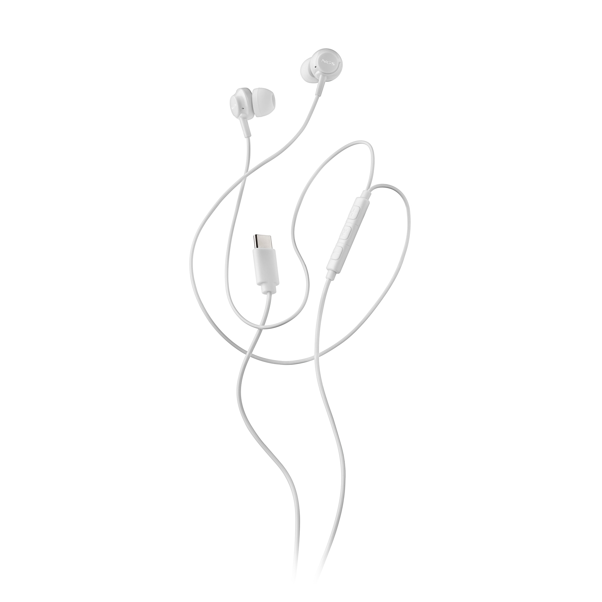 Auriculares de botón NGS CROSS STEP con micrófono y control de volumen Conexión USB-C Cable 1,2 - Blanco Blanco-2