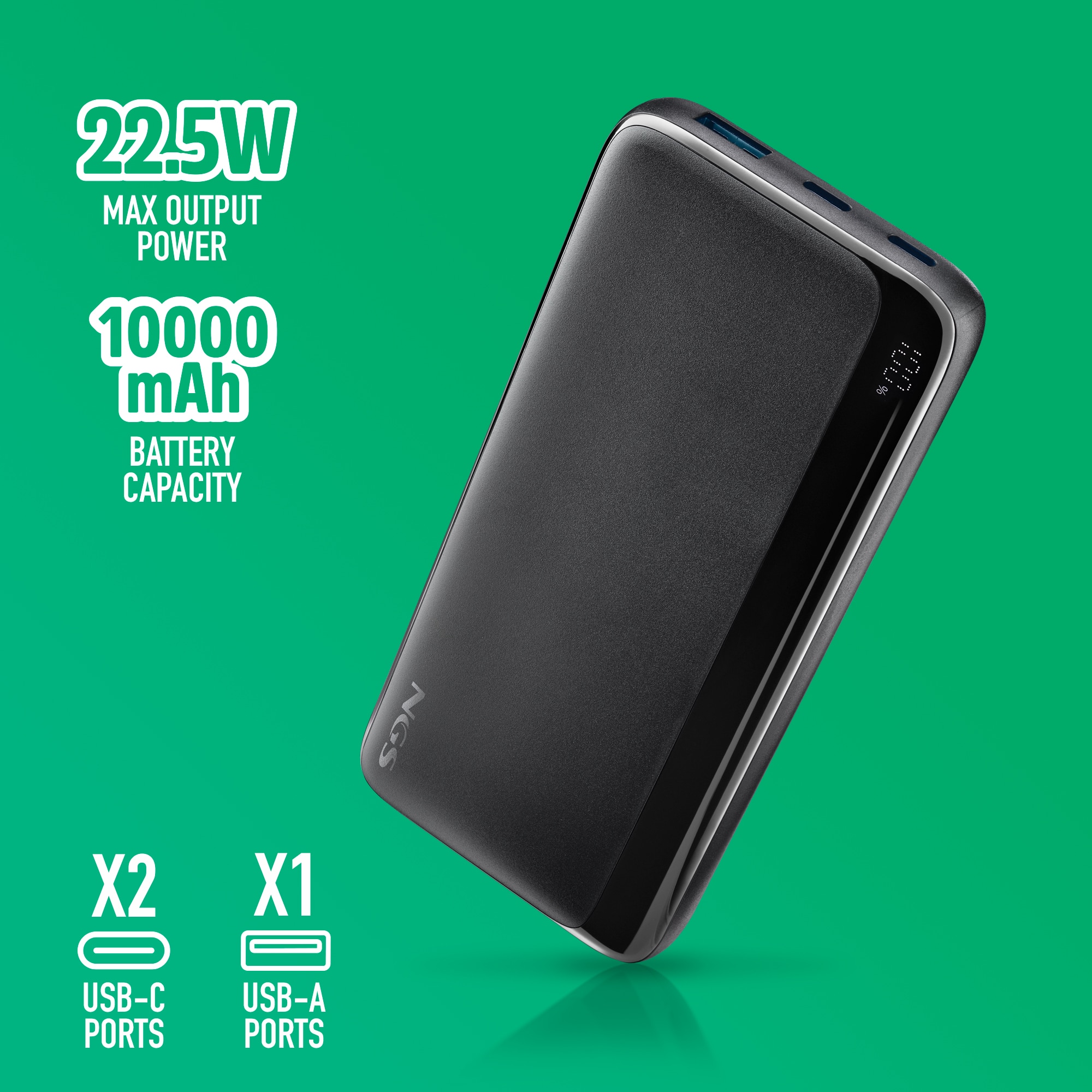 Batería externa portátil de carga rápida NGS QUIZ 10 de 22,5w. capacidad de 10000mah y compatibilidad universal - Negro Negro-2