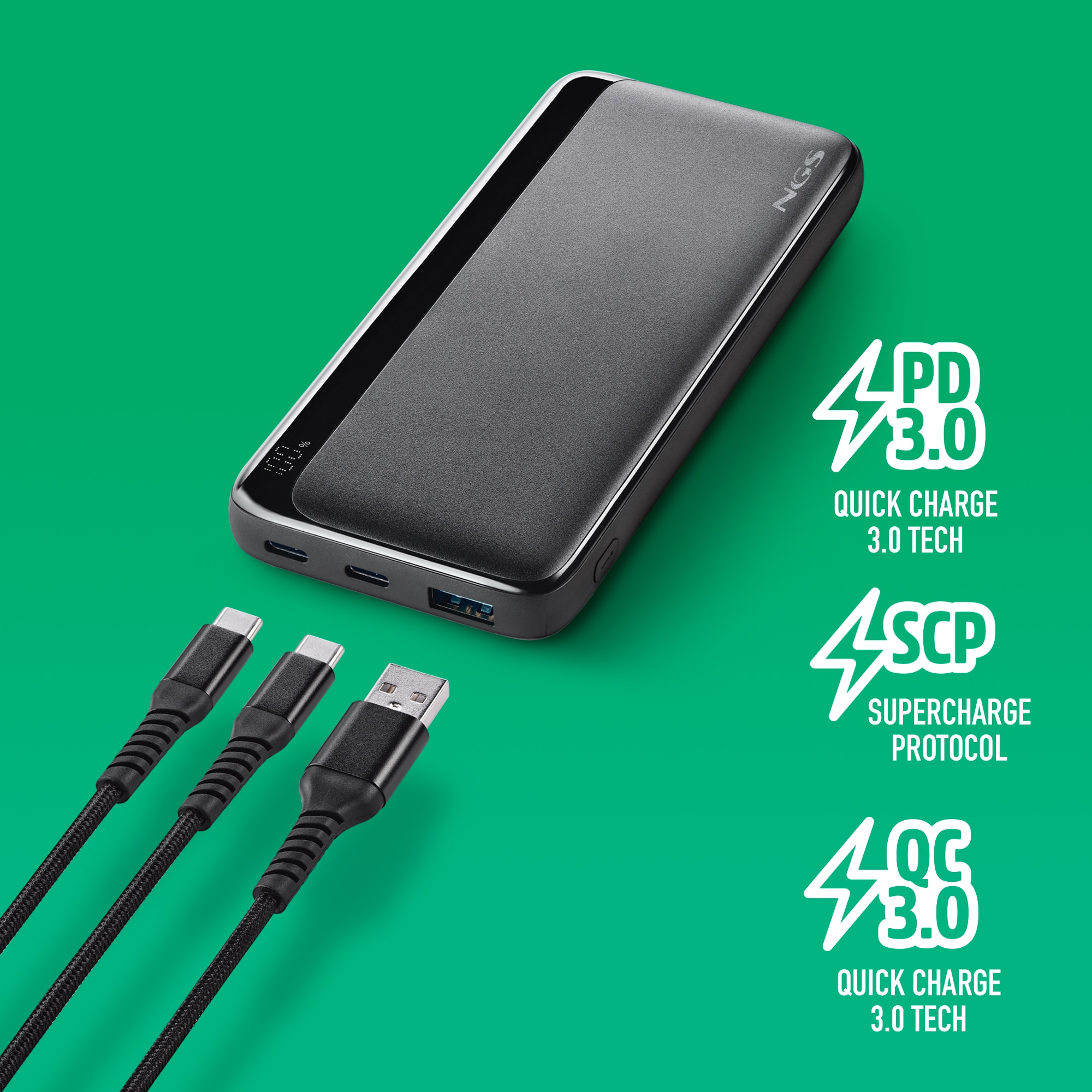 Batería externa portátil de carga rápida NGS QUIZ 10 de 22,5w. capacidad de 10000mah y compatibilidad universal - Negro Negro-4