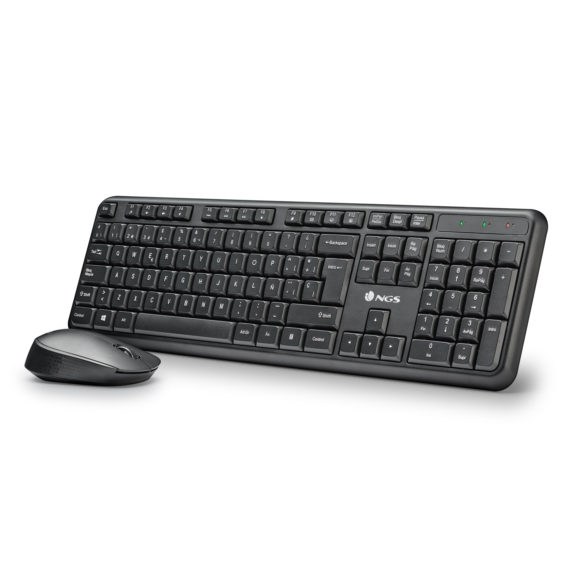 NGS - Kit ratón + teclado inalámbricos NGS HARMONY Botones silenciosos 1200 DPI.