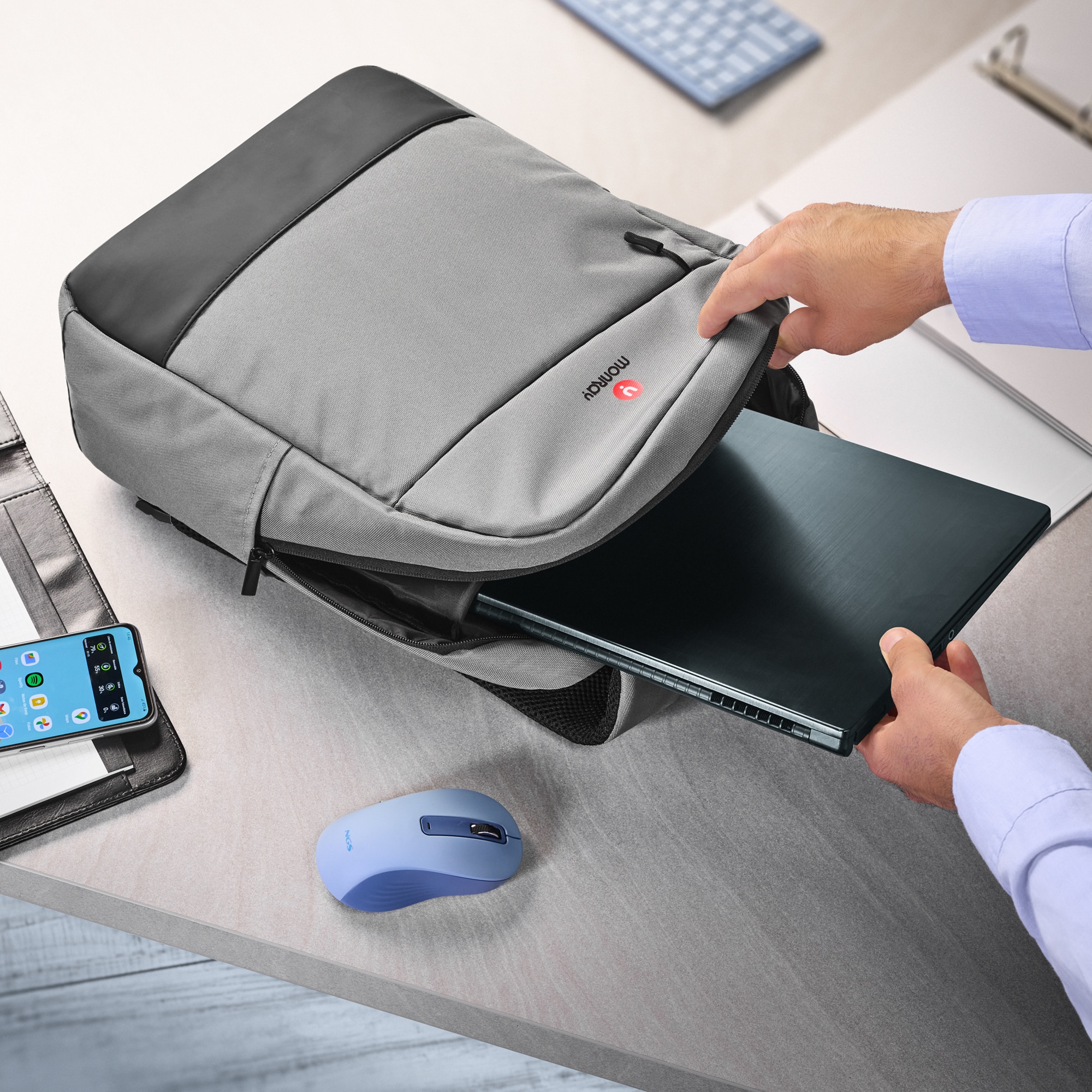Mochila NGS para ordenador portátil de hasta 15.6'' SACKS VENTURE GRAY MONRAY. Resistente al agua - Gris Gris-4