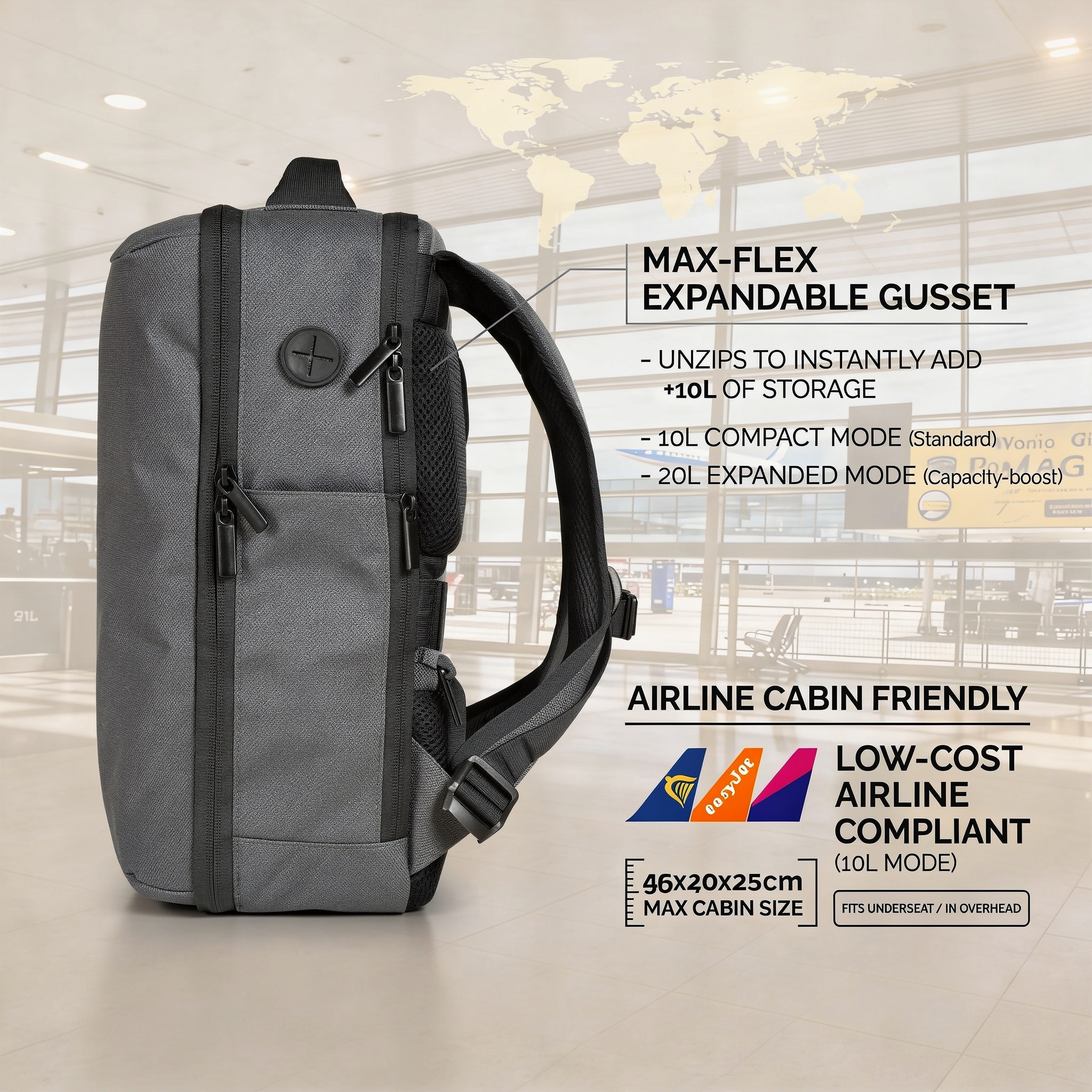 Mochila NGS de viaje expandible para ordenador portátil de hasta 14.1'' SACKS HORIZON MONRAY - Gris Gris-3
