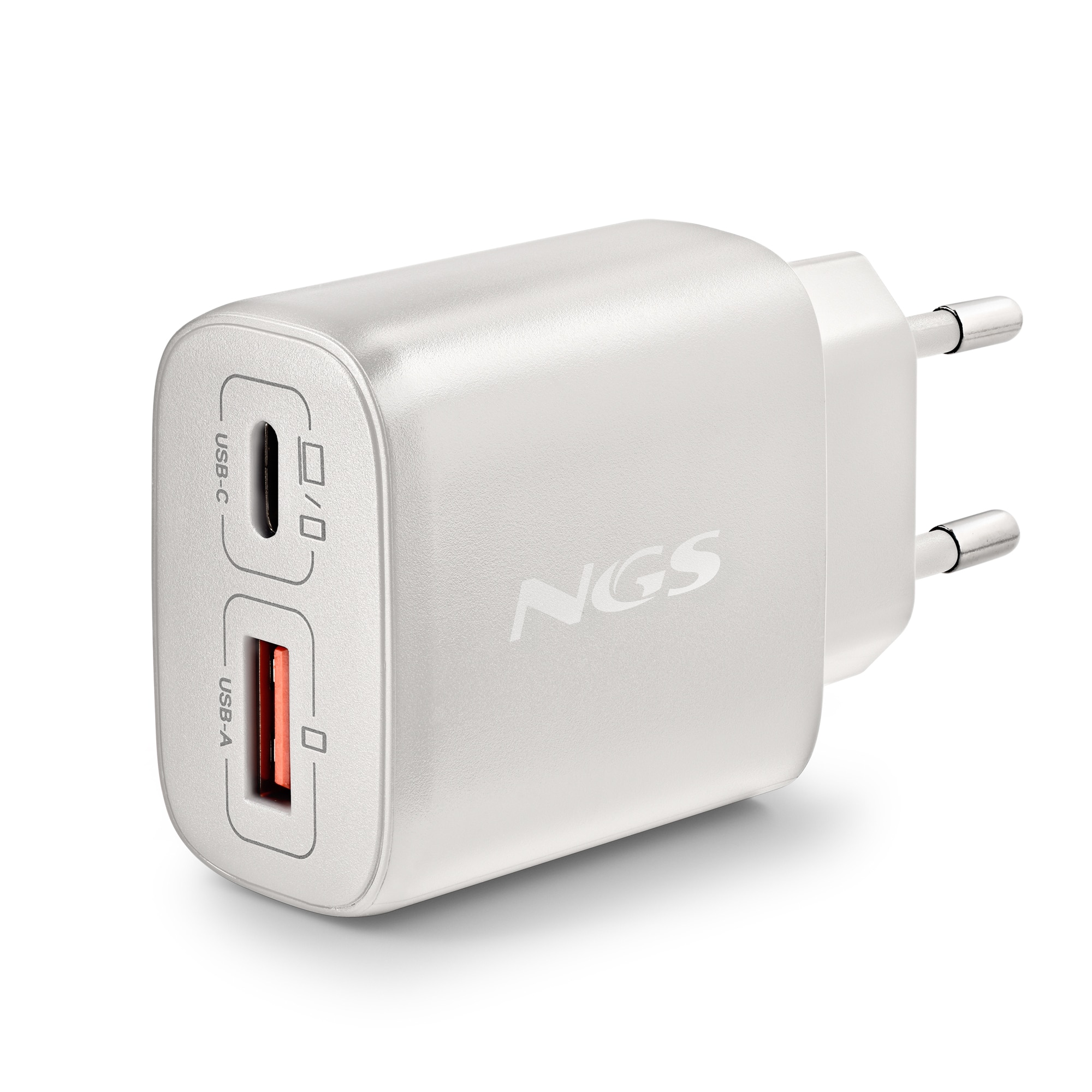 Cargador NGS EON 45W WHITE gan de pared con una salida usb-c (pd & pps) salida usb-a qc 3.0 de 45w de potencia máxima - Blanco Blanco-3