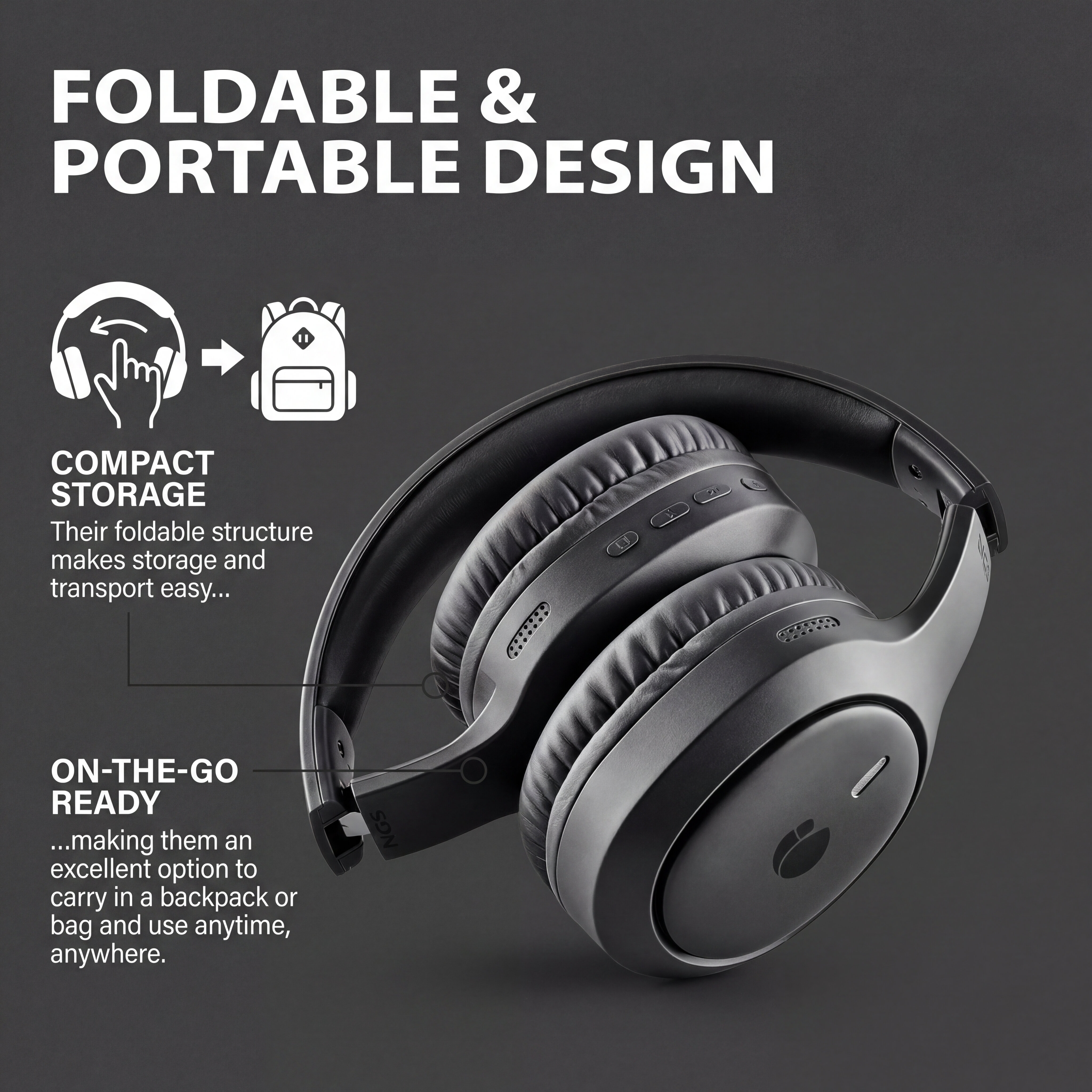 Auriculares de diadema NGS ARTICA TEMPEST con 80h de autonomía y bateria extraible - Negro Negro-4