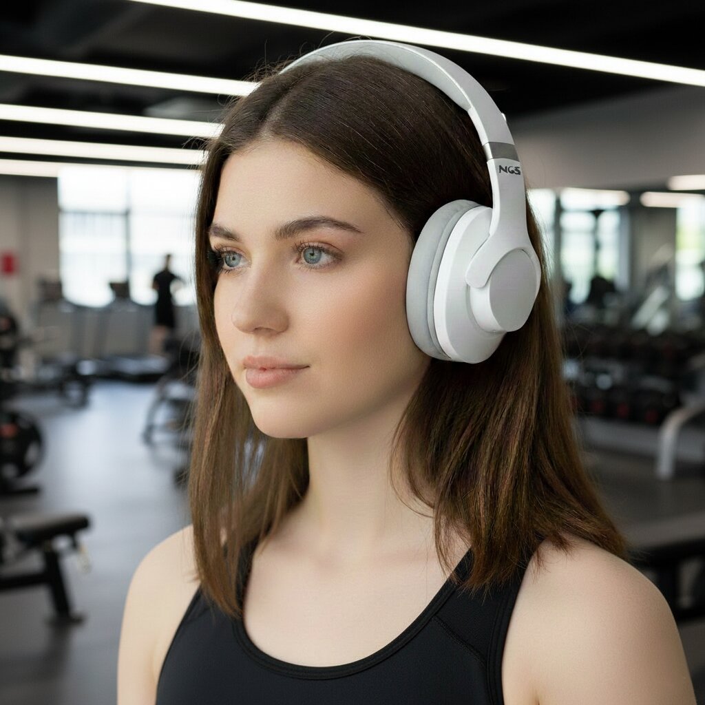 Auricular inalámbrico over-ear compatible con tecno. Bluetooth NGS ARTICA STORM, cancelación de ruido y batería extraíble, 45h - Blanco Blanco-3