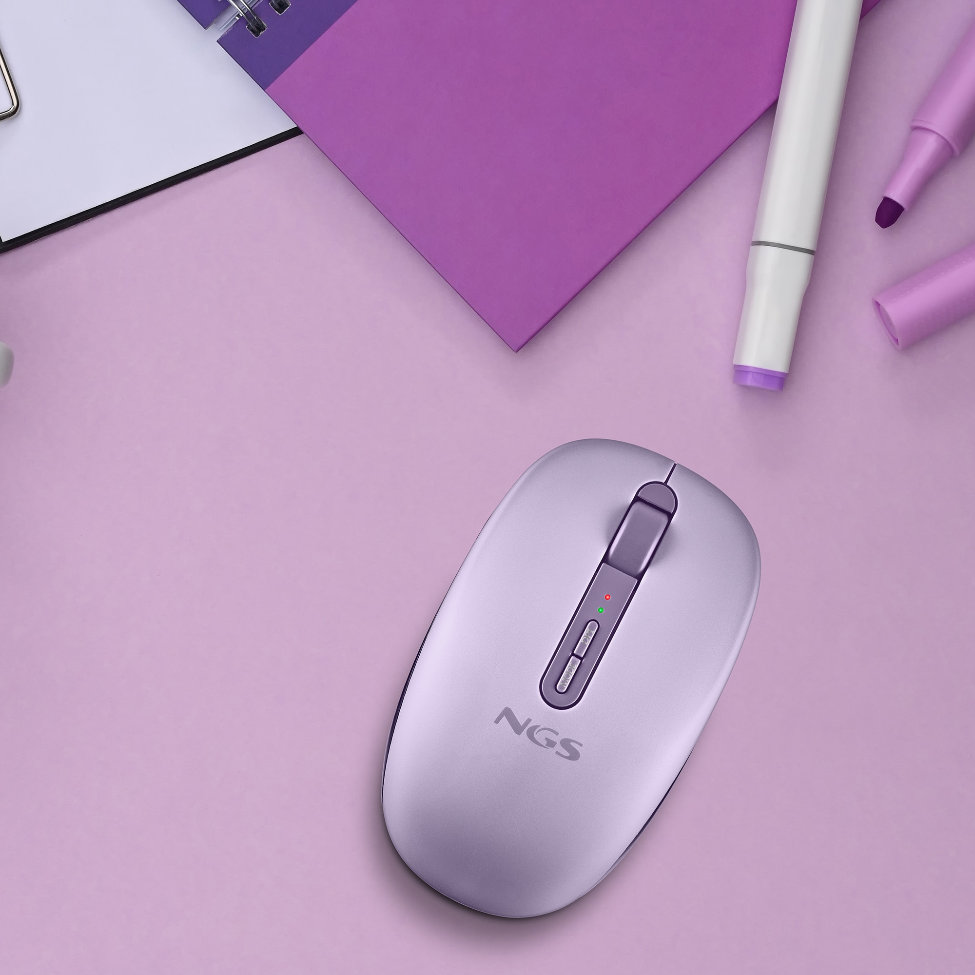 Ratón inalámbrico Fog Dual NGS compatible con tecnología Bluetooth 5.2 y 2.4 GHz. Silencioso - Morado Morado-3