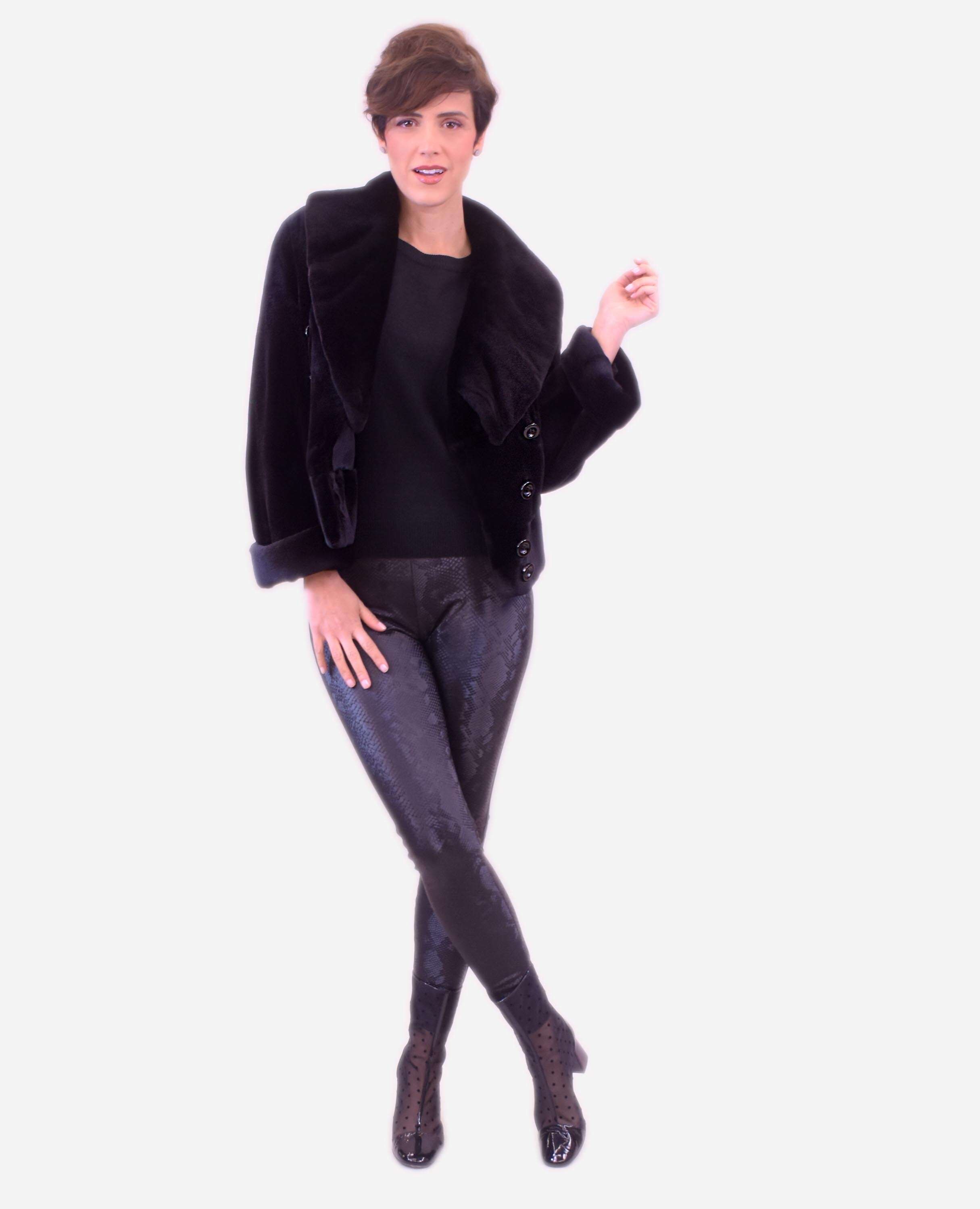 Chaqueta de mujer de pelo de visón rasado - De la Roca - Marrón oscuro Marrón oscuro-3