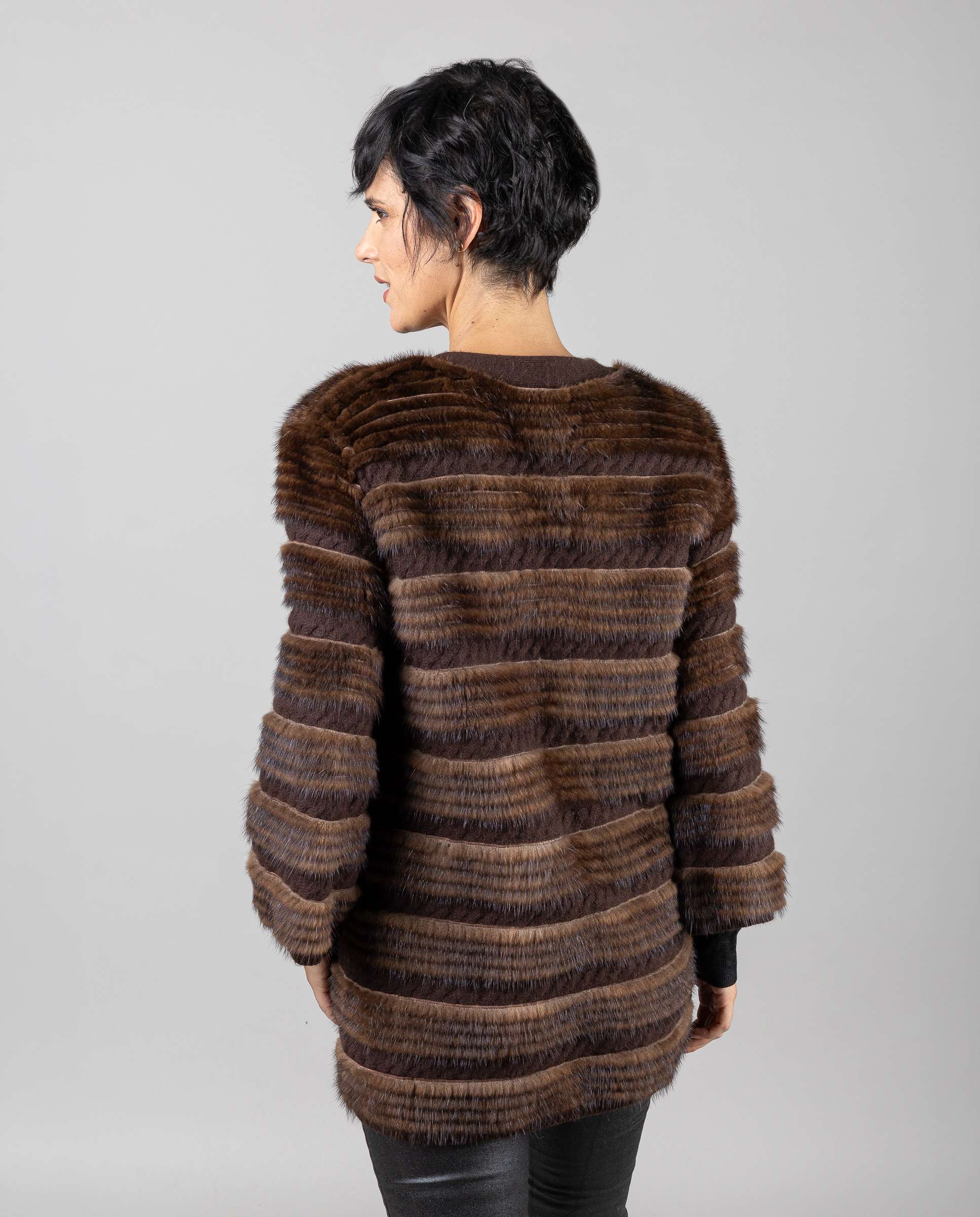 Chaqueta de mujer de pelo de visón con forro de punto - De la Roca - Multicolor Multicolor-2