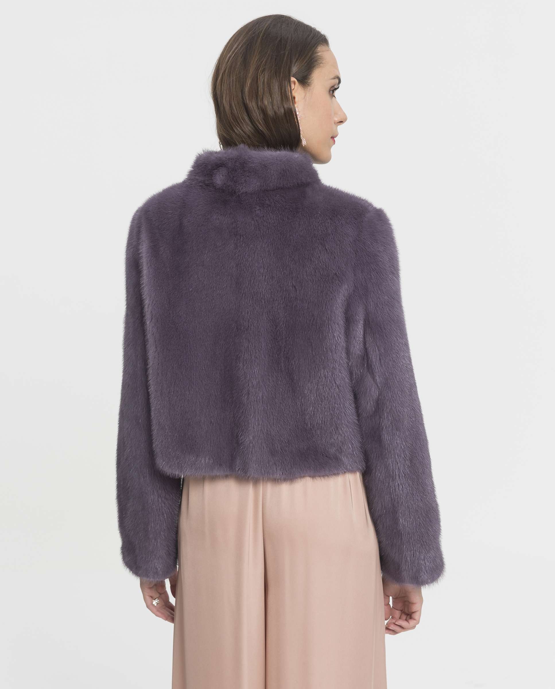 Chaqueta de pelo de mujer corta de visón - De la Roca - Morado Morado-2