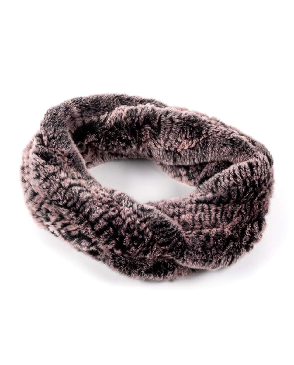 Cuello de pelo de rex en color combinado - De la Roca - Rosa Rosa-1