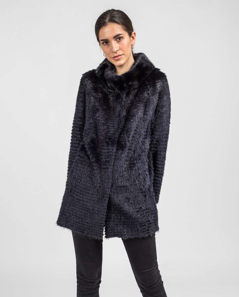 Abrigo de pelo de mujer de visón y reversible con punto · De la