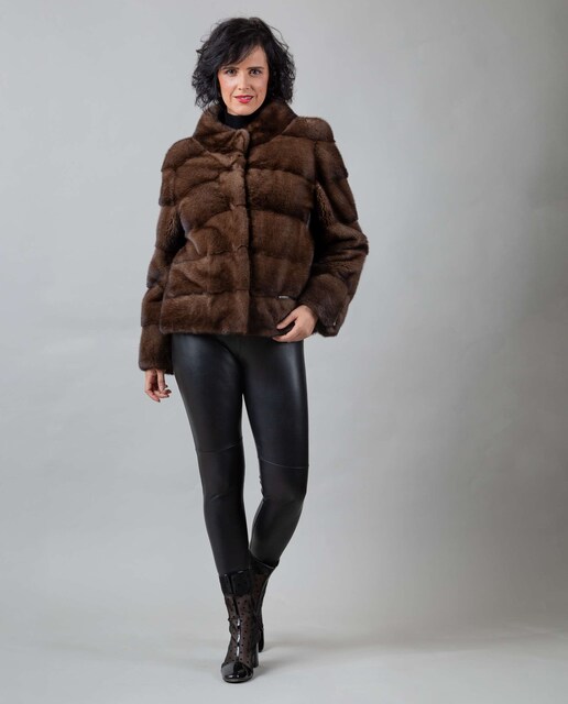 Imagen 0 de Chaqueta de pelo de mujer de visón con cuatro cremalleras