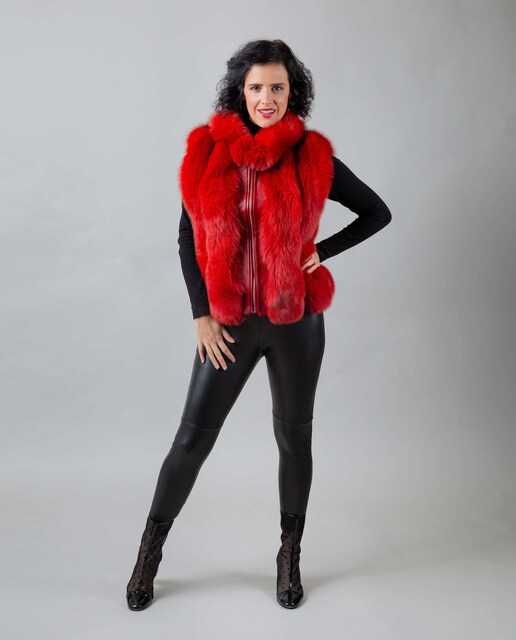 Imagen 0 de Chaleco de pelo de mujer de zorro y napa en vertical
