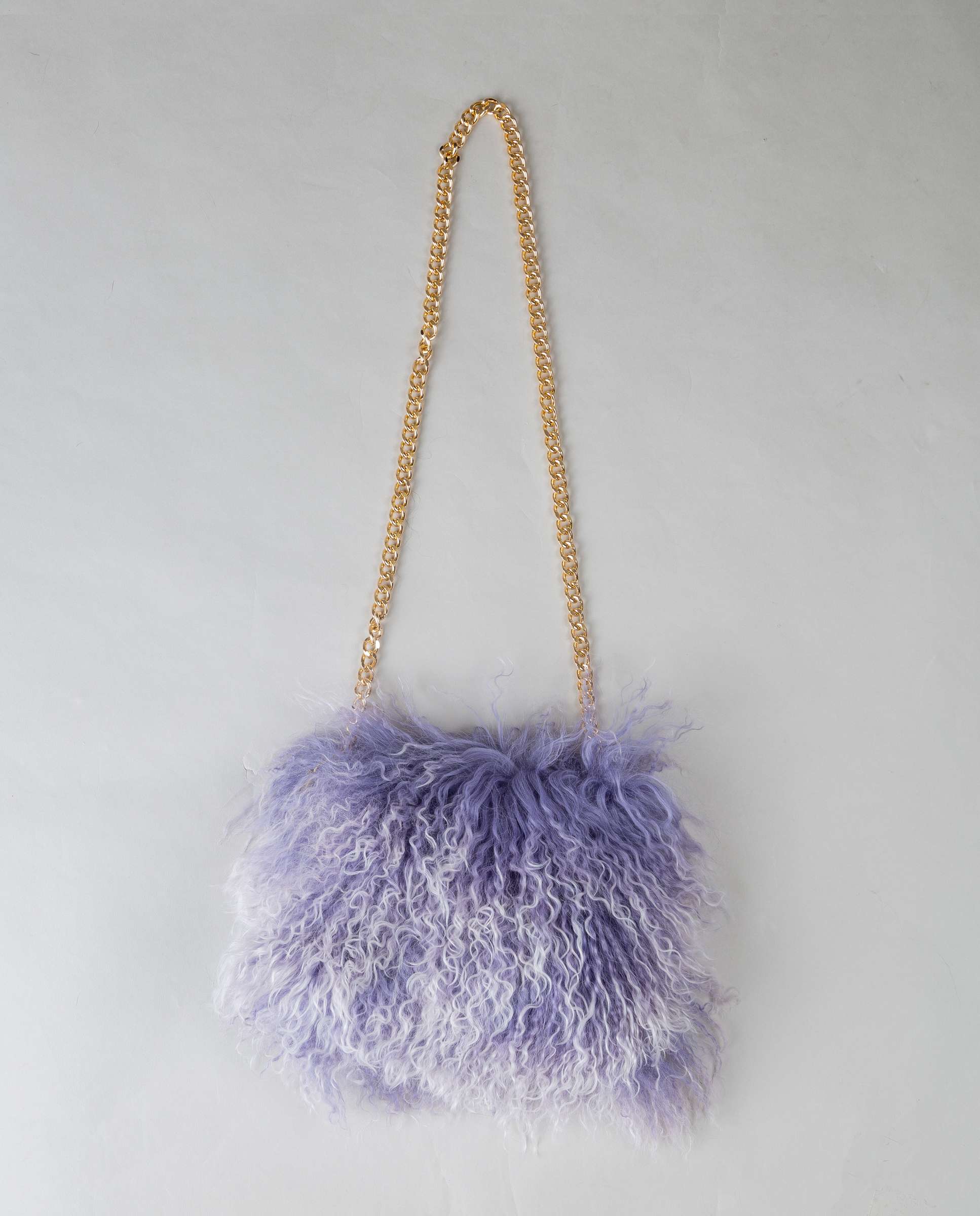 Bolso de mano de pelo de cordero del tibet con asa bandolera - De la Roca - Azul Azul-1
