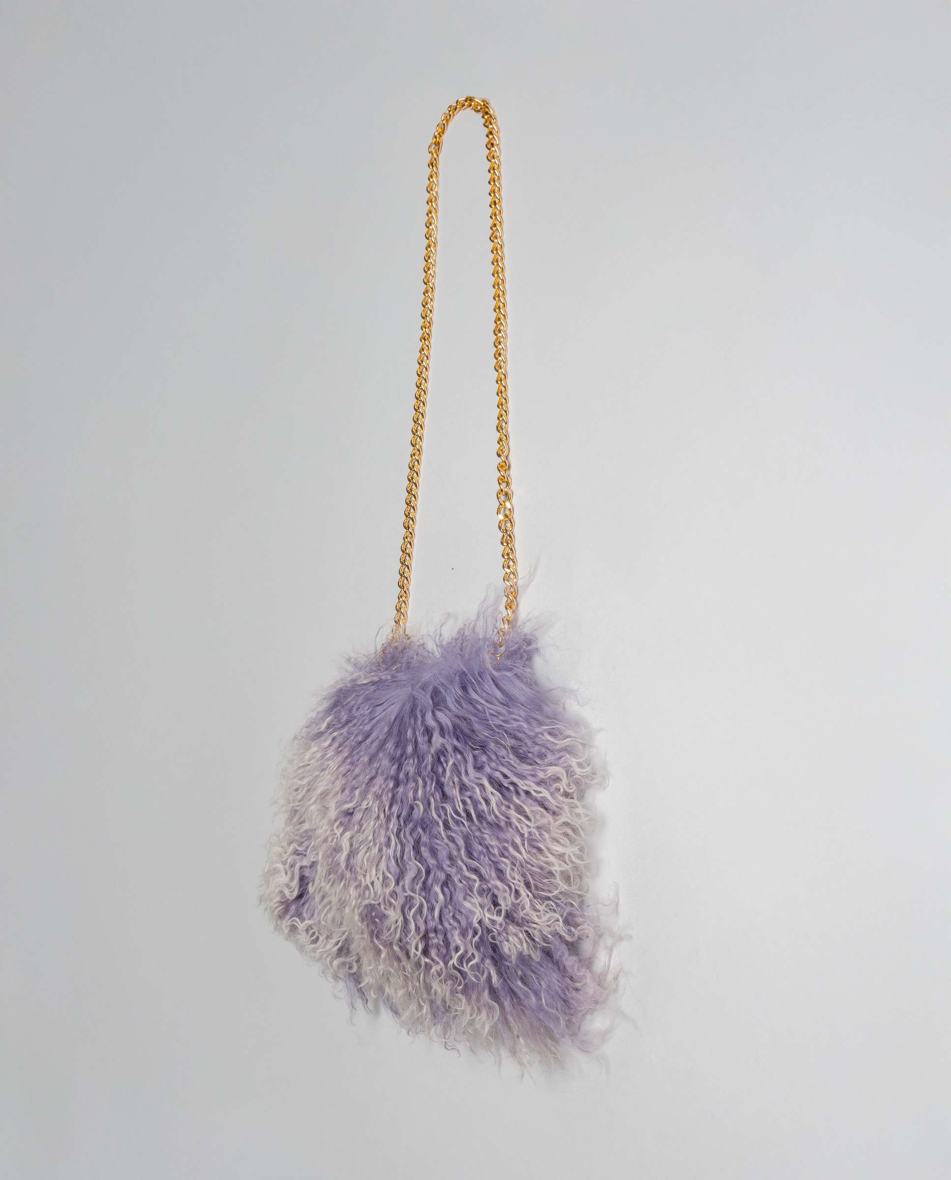 Bolso de mano de pelo de cordero del tibet con asa bandolera - De la Roca - Azul Azul-2