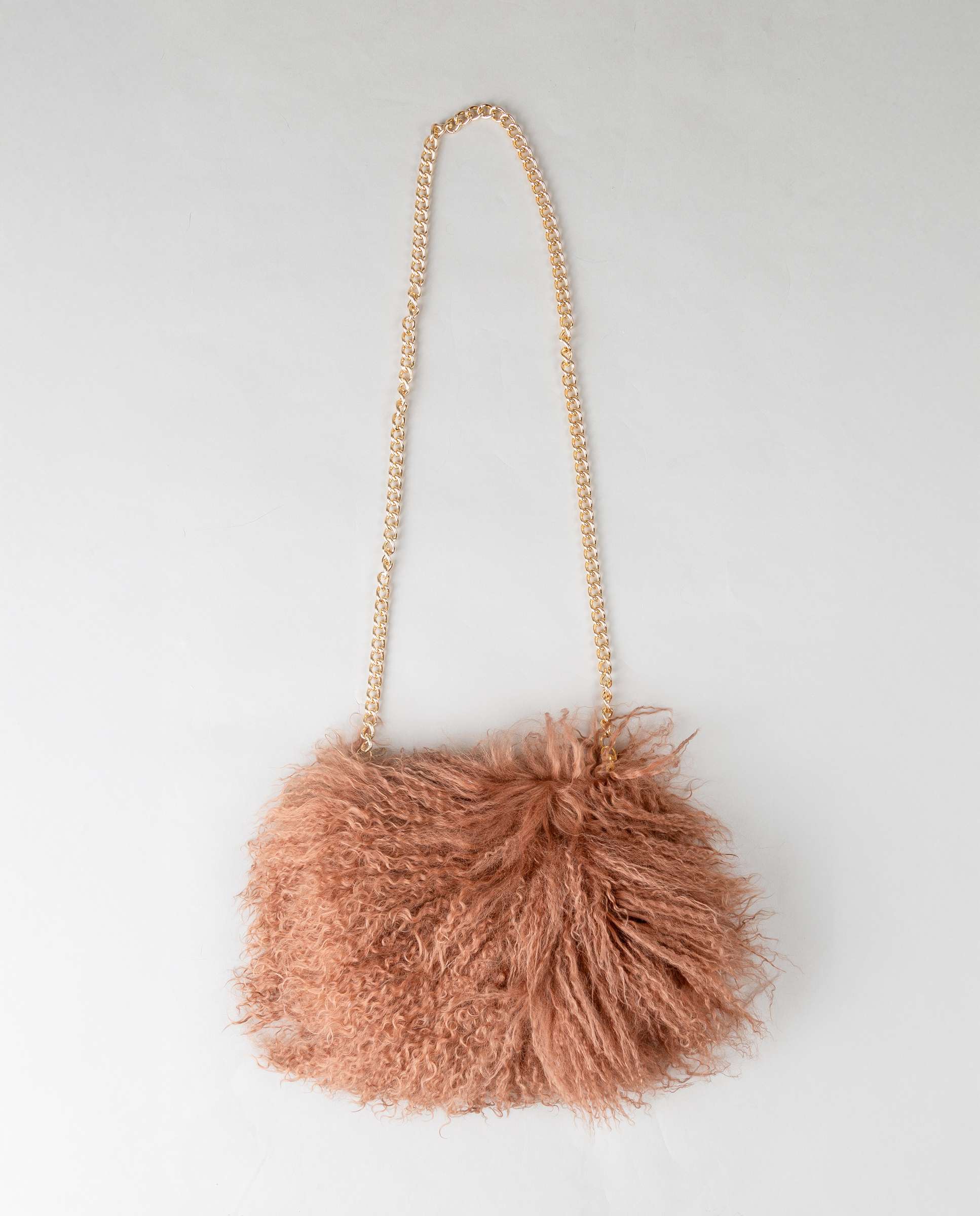 Bolso de mano de pelo de cordero del tibet con asa bandolera - De la Roca - Beige Beige-1