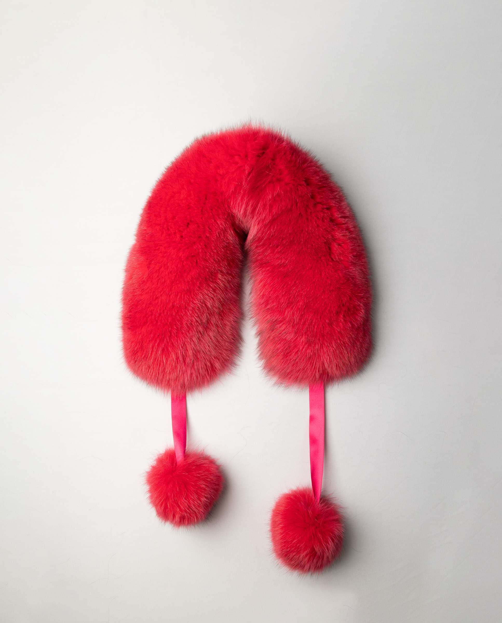 Cuello de pelo de zorro con pomón al tono - De la Roca - Fucsia Fucsia-1