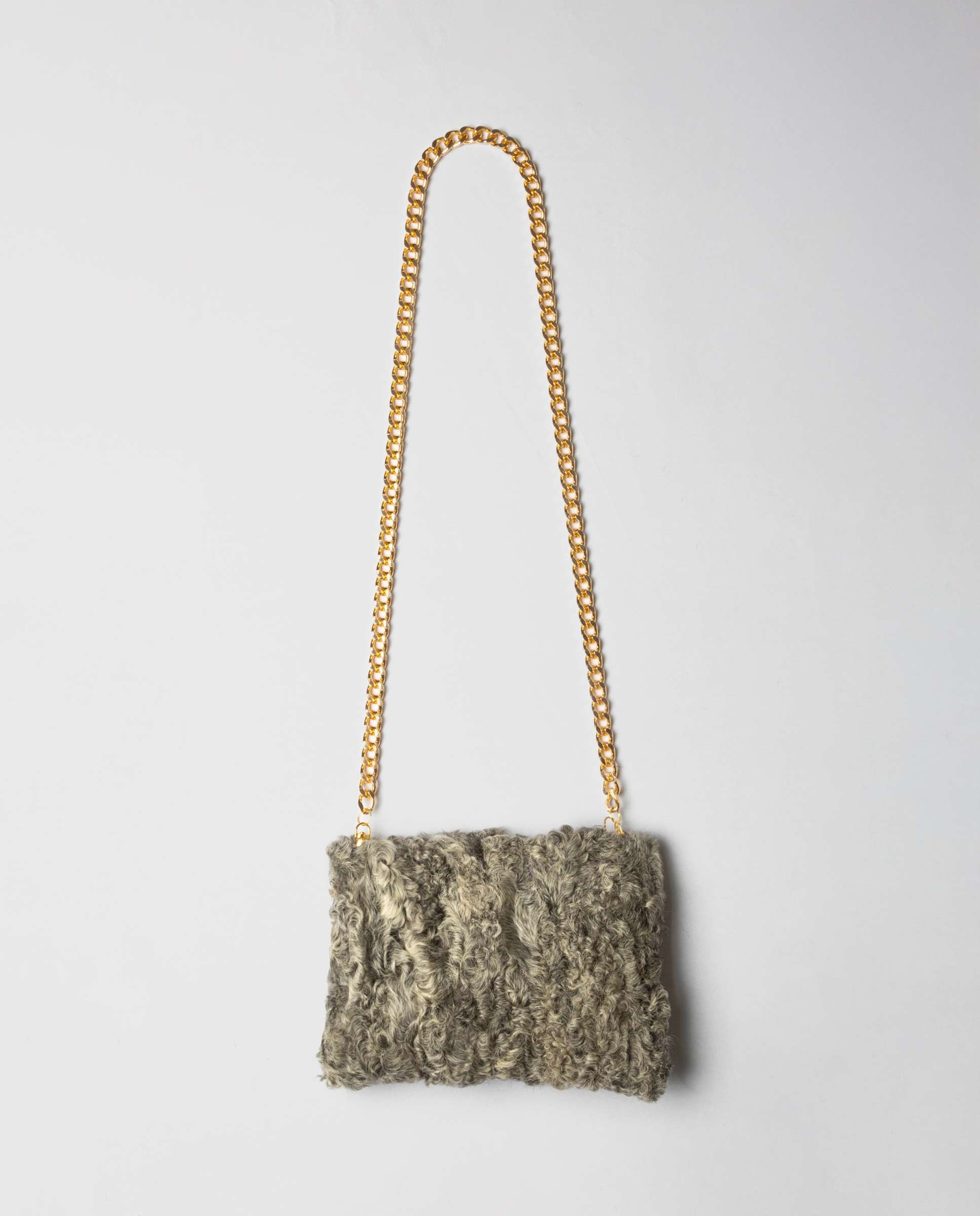 Bolso de multiposición de pelo de astracán - De la Roca - Gris oscuro Gris oscuro-1
