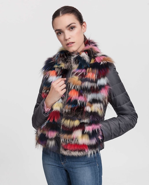 Imagen 0 de Cazadora de mujer de zorro multicolor combinado con cremallera