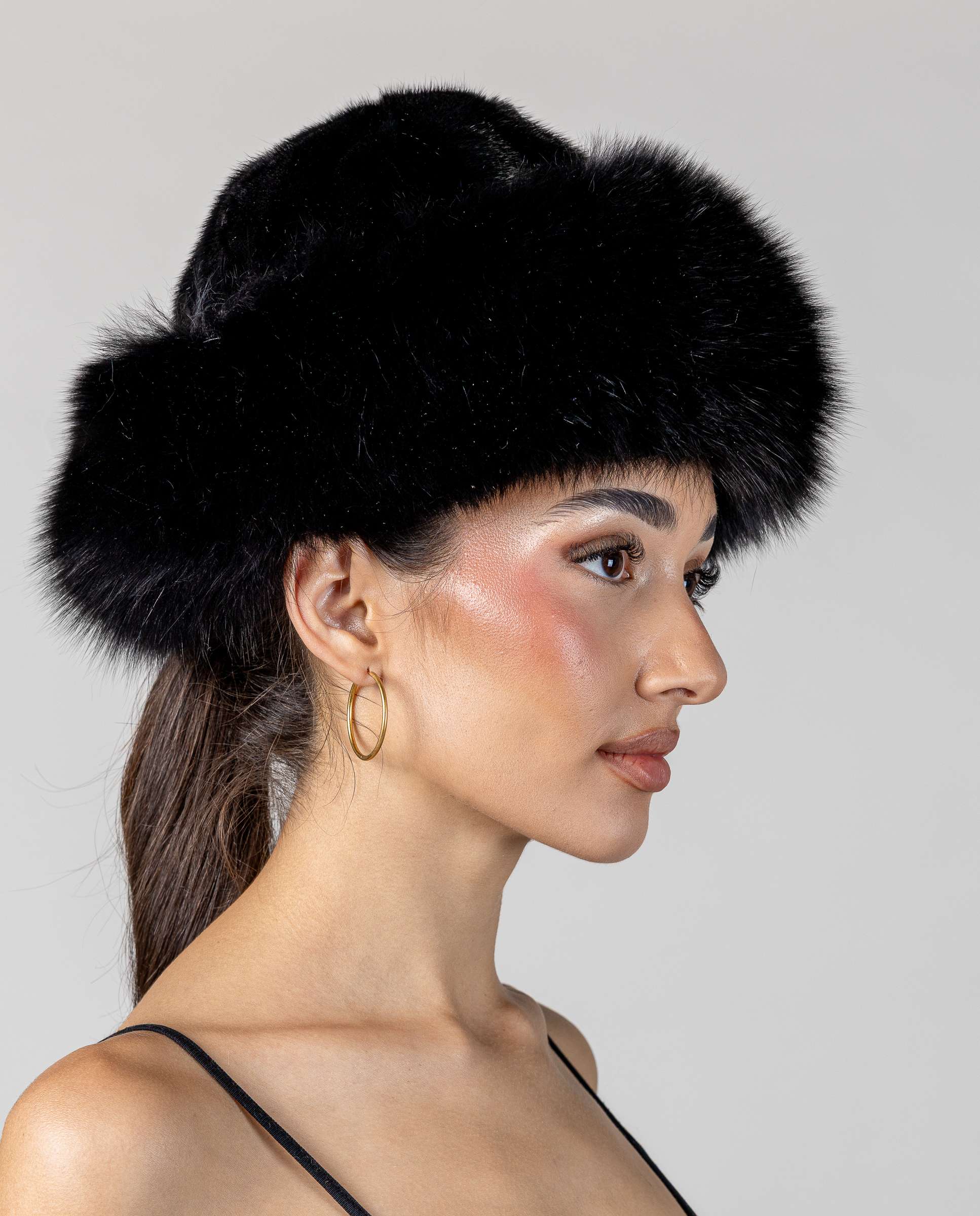 Gorro de mujer de pelo de visón y zorro tricotado en color - De la Roca - Negro Negro-2