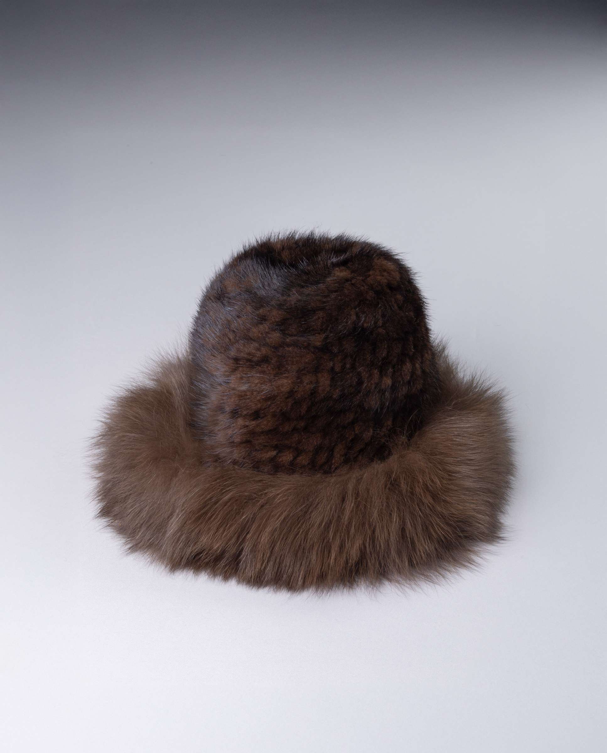 Gorro de mujer de pelo de visón tricotado - De la Roca - Marrón oscuro Marrón oscuro-1