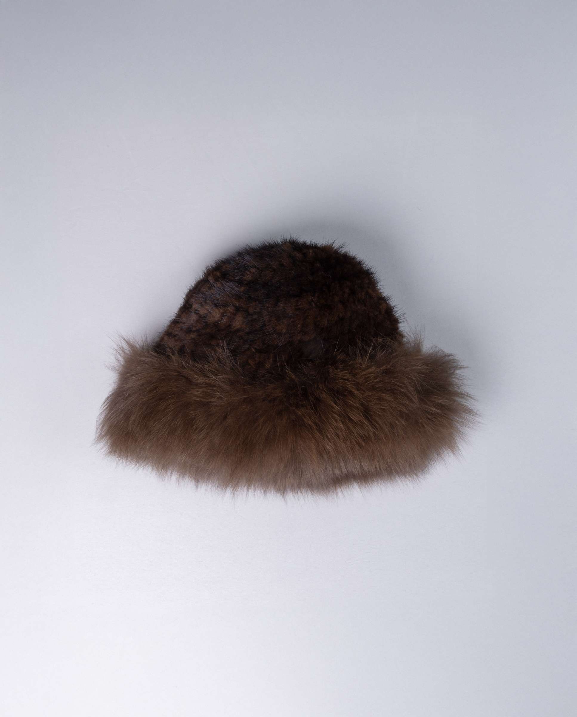 Gorro de mujer de pelo de visón tricotado - De la Roca - Marrón oscuro Marrón oscuro-2