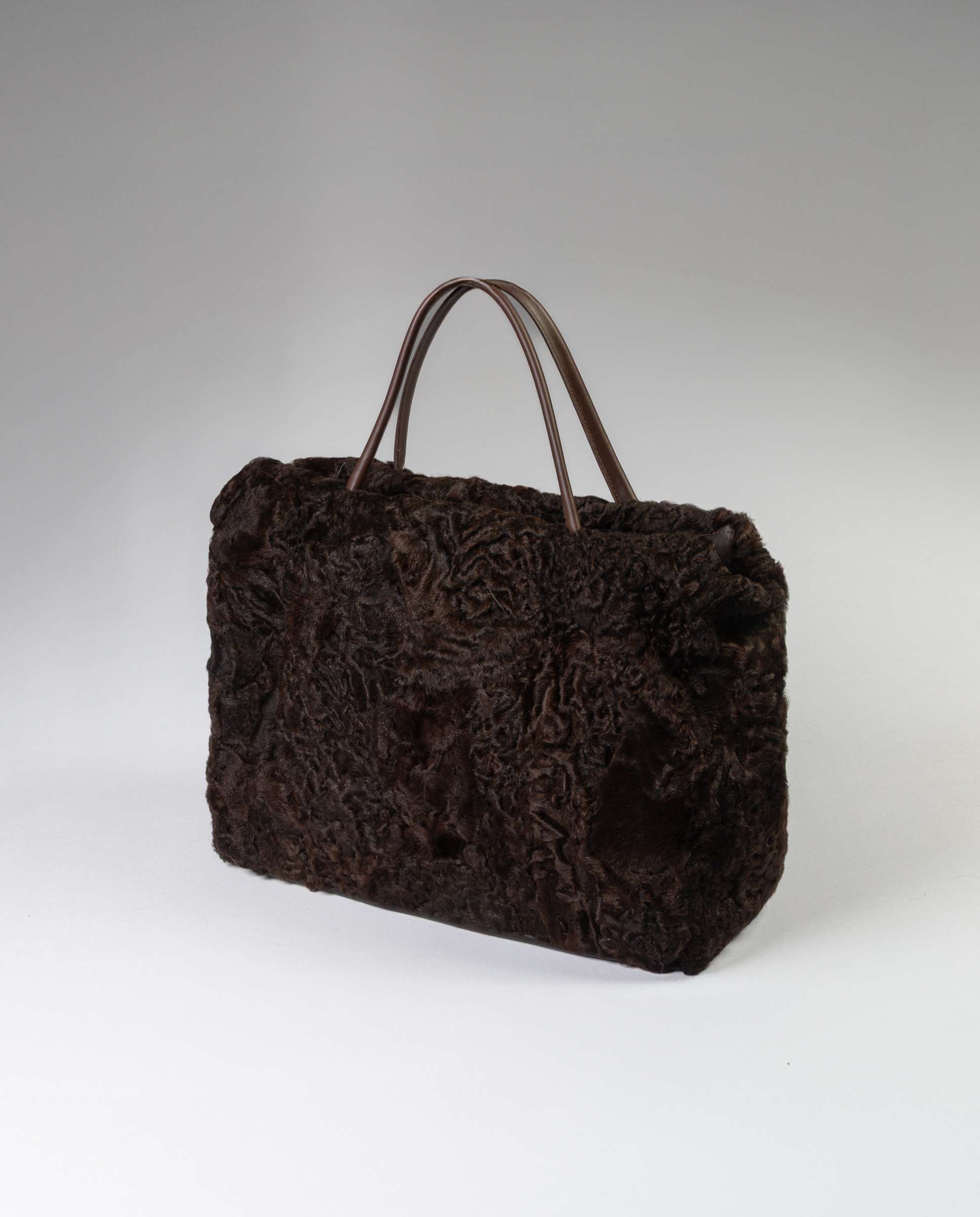 Bolso grande de multiposición de pelo de astracán - De la Roca - Marrón oscuro Marrón oscuro-2