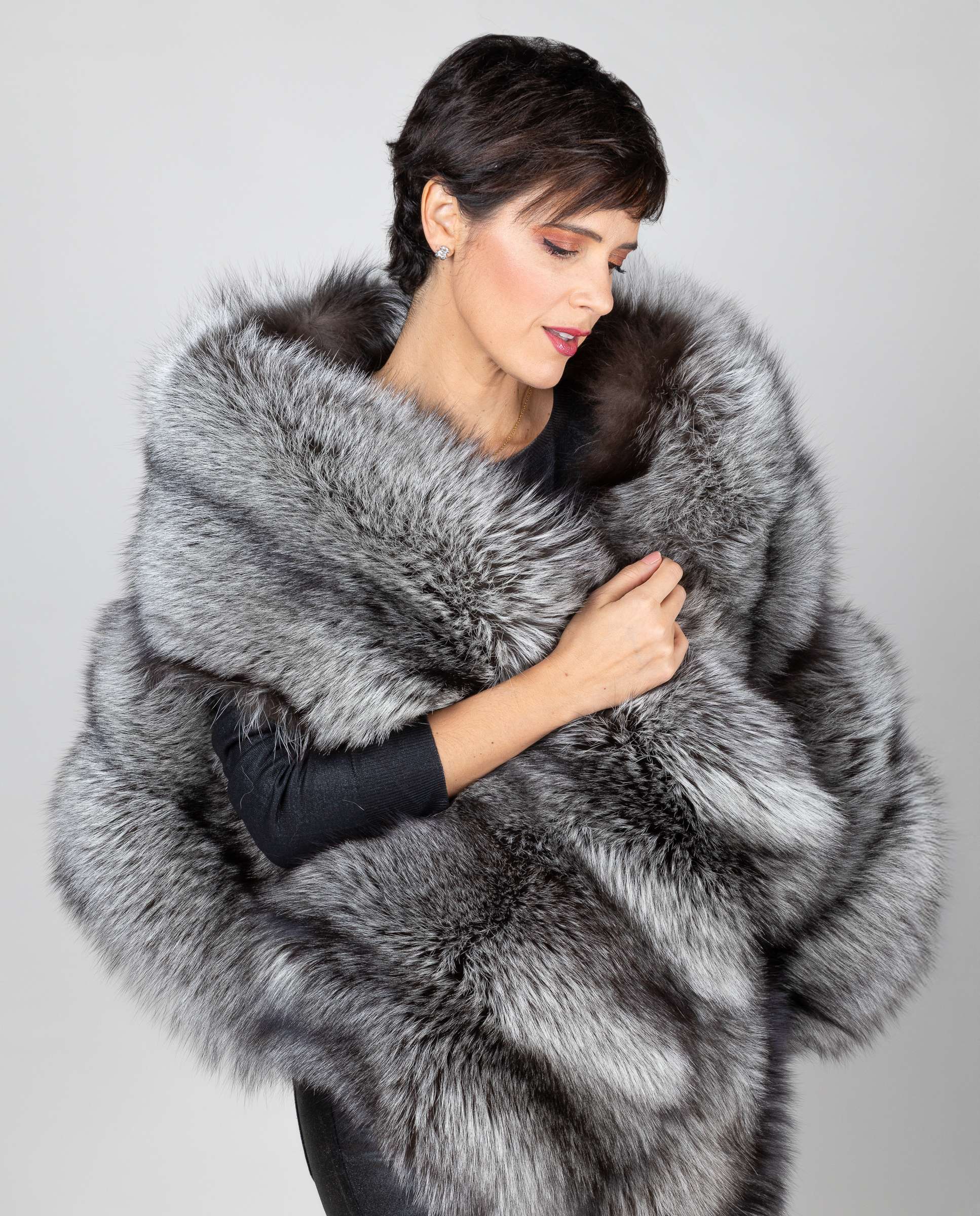 Capa de mujer de pelo de zorro - De la Roca - Gris Gris-1