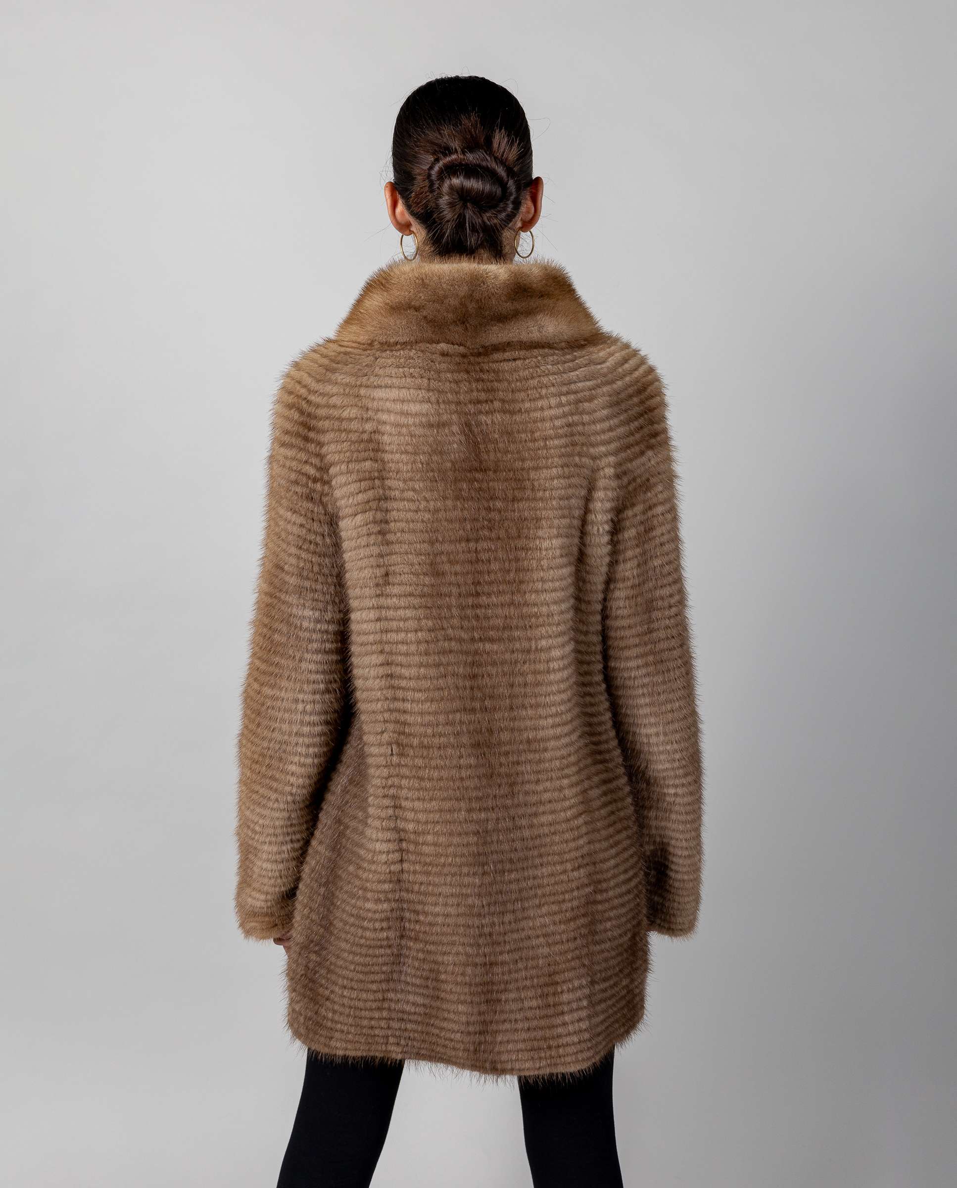 Abrigo de mujer de pelo de visón con cuello - De la Roca - Multicolor Multicolor-2
