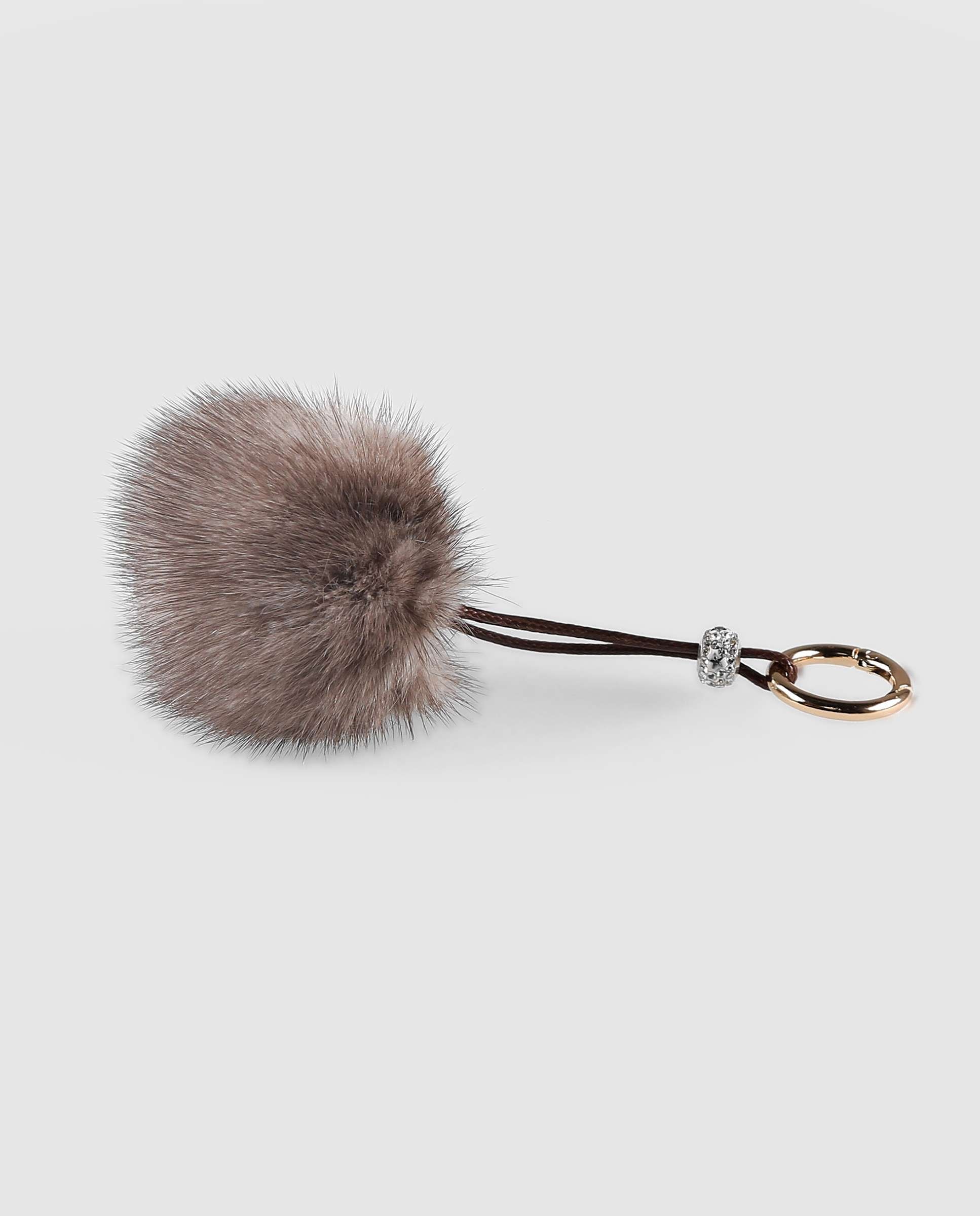 Llavero de visón estilo pompón en color - De la Roca - Gris Gris-1