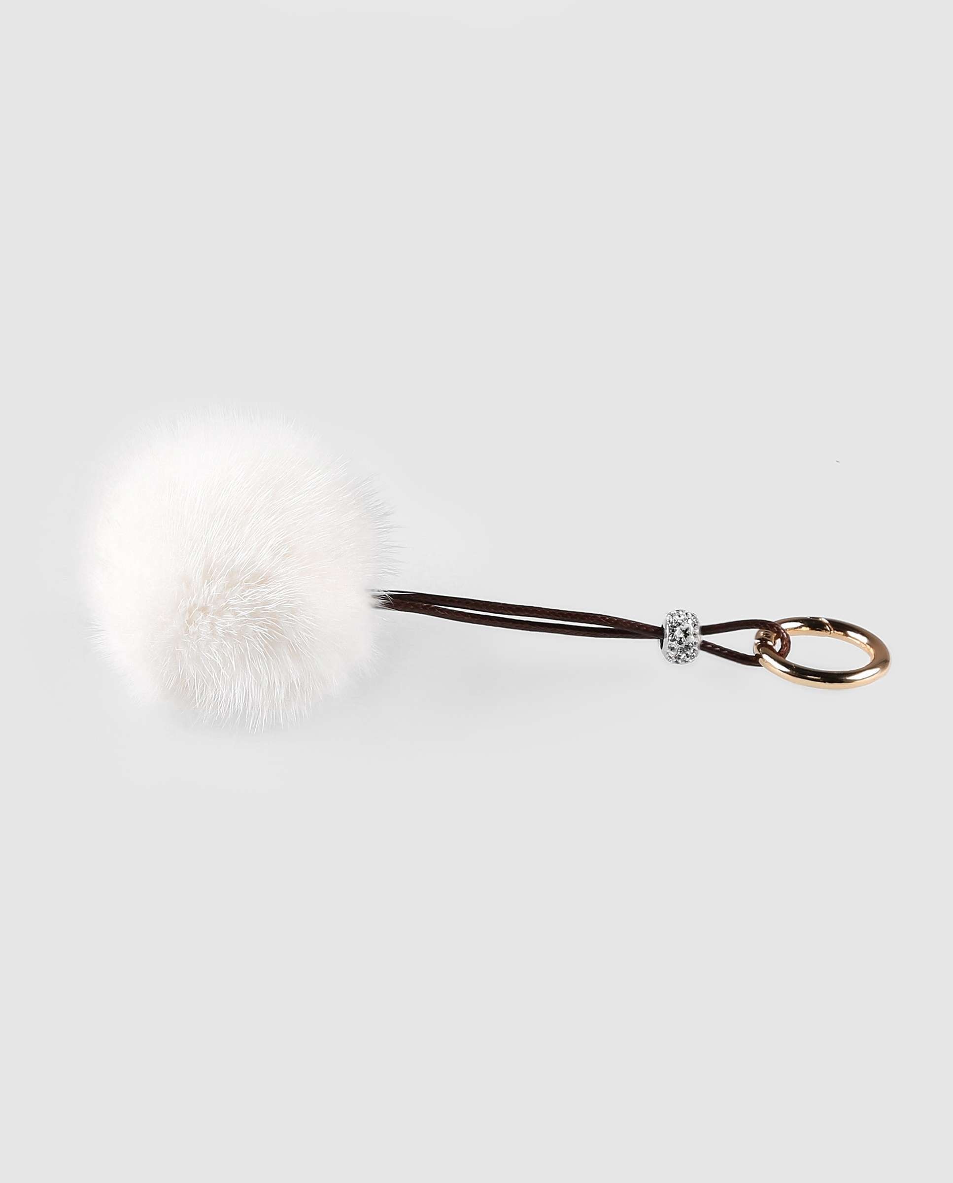 Llavero de visón estilo pompón en color - De la Roca - Blanco Blanco-1