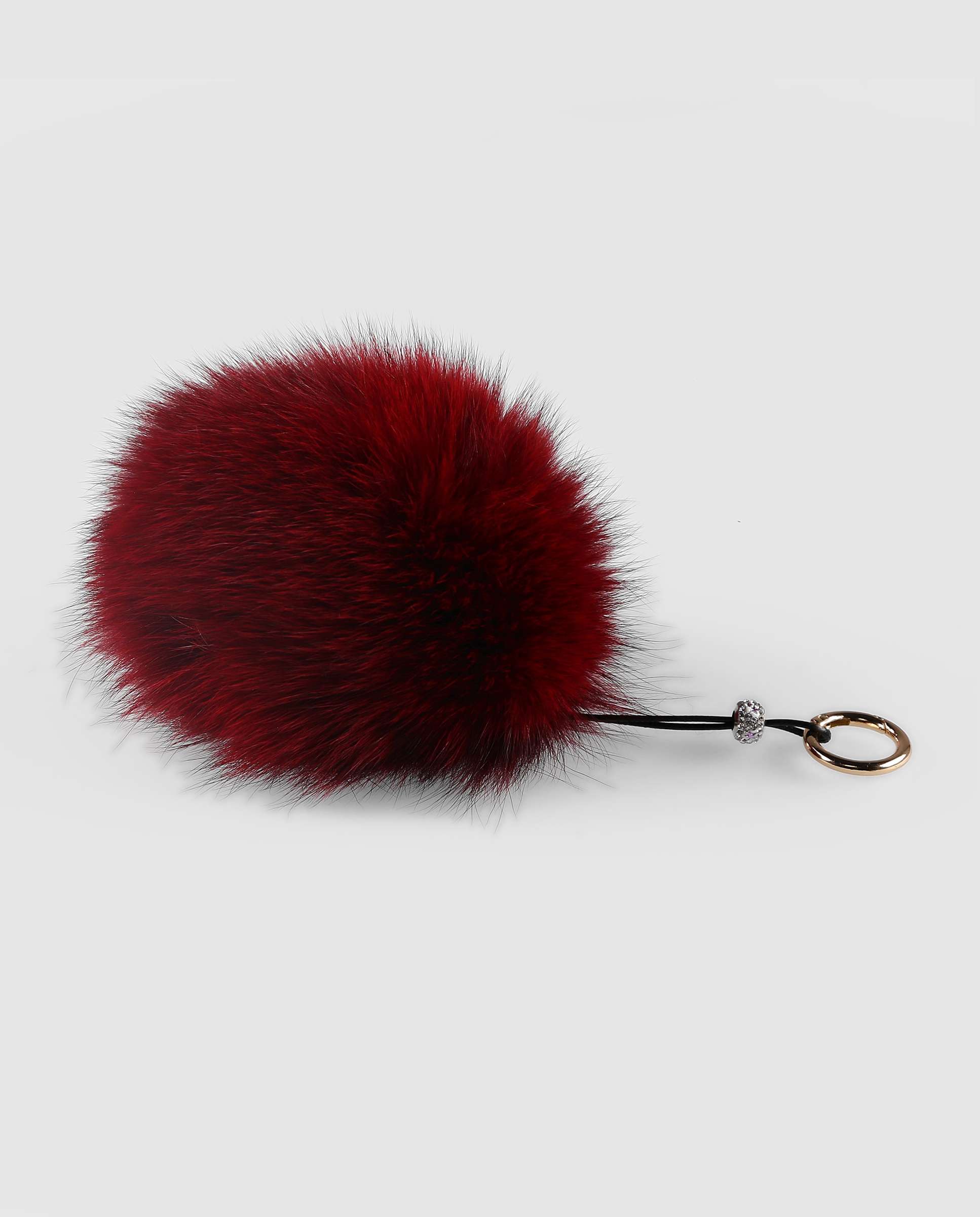 Imagen 0 de Llavero de pelo de zorro estilo pompón en color granate Granate