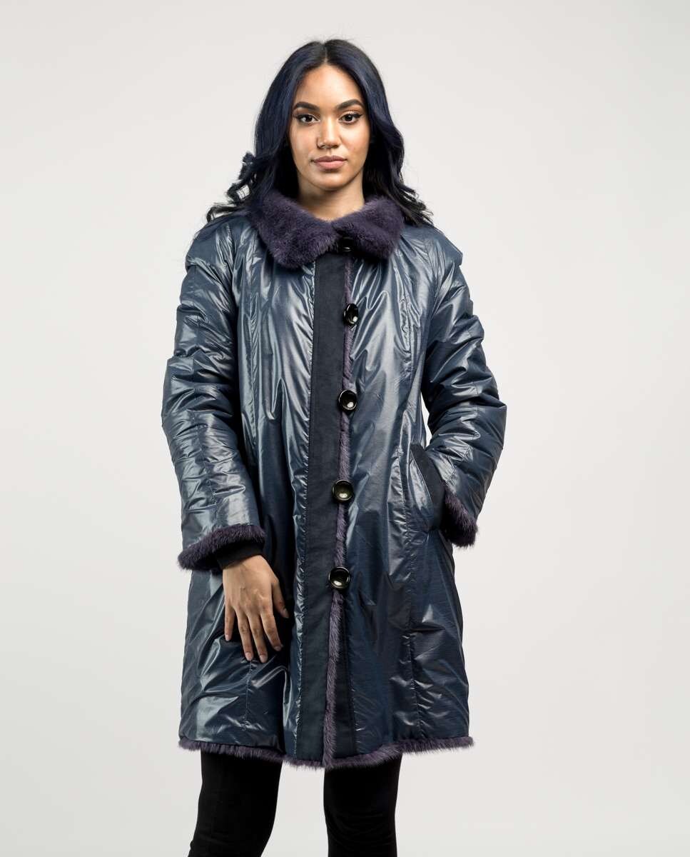 Abrigo de pelo de mujer de visón reversible con bolsillos · De la