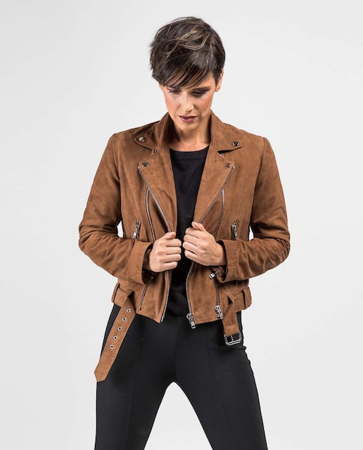 Imagen 0 de Cazadora de mujer de ante con estampado trasero