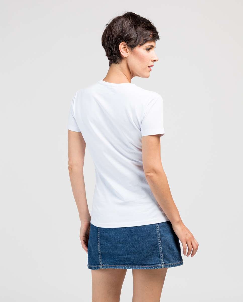 Camiseta de mujer de manga corta con dibujo frontal - De la Roca - Blanco Blanco-2
