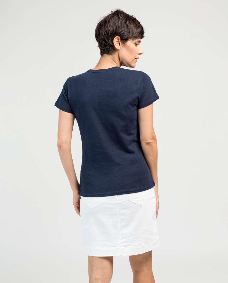 Camiseta de mujer de manga corta con dibujo frontal - De la Roca - Azul marino Azul marino-2