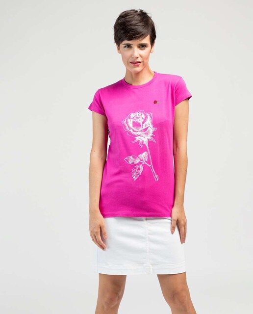Imagen 0 de Camiseta de mujer de manga corta con dibujo frontal