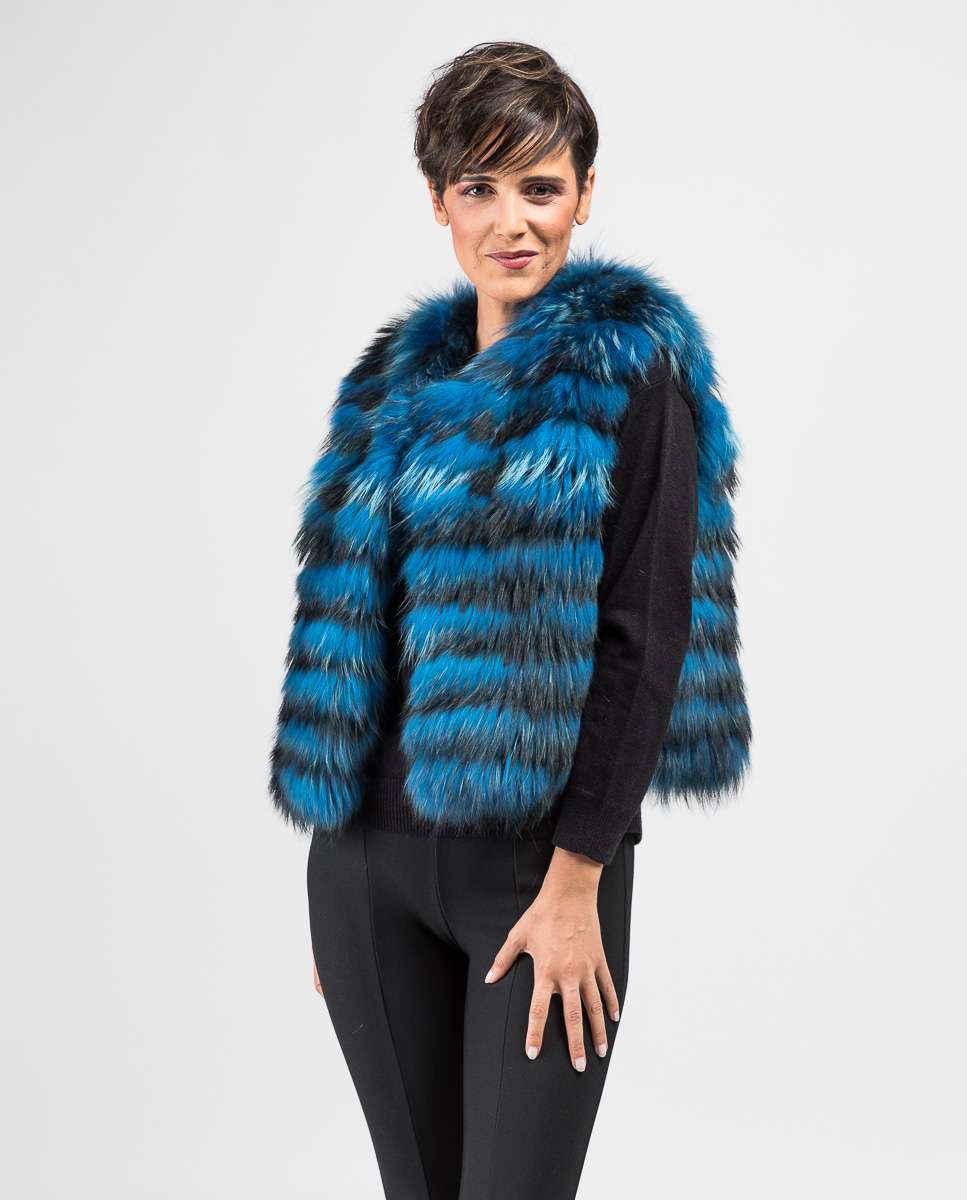 Chaleco de pelo de mujer de mapache finlandés - De la Roca - Azul / Negro Azul / Negro-1