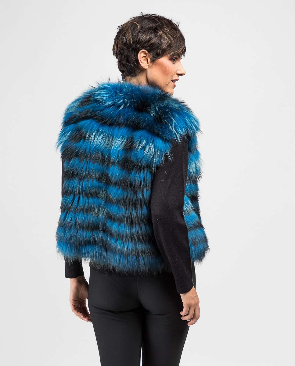 Chaleco de pelo de mujer de mapache finlandés - De la Roca - Azul / Negro Azul / Negro-2