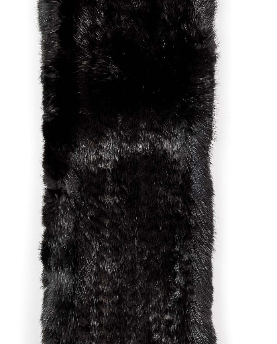 Bufanda de pelo de visón tricotado en color - De la Roca - Negro Negro-2