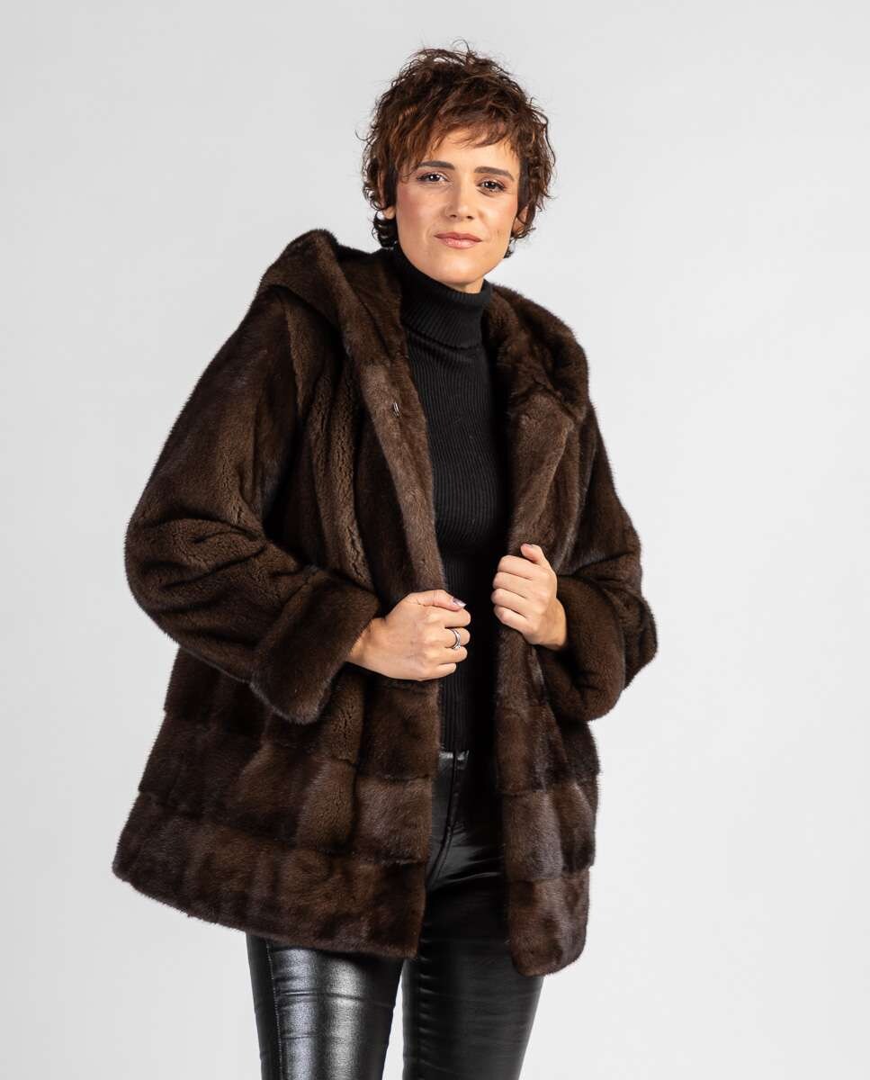 Chaqueta de pelo de mujer de visón con capucha · De la Roca · El