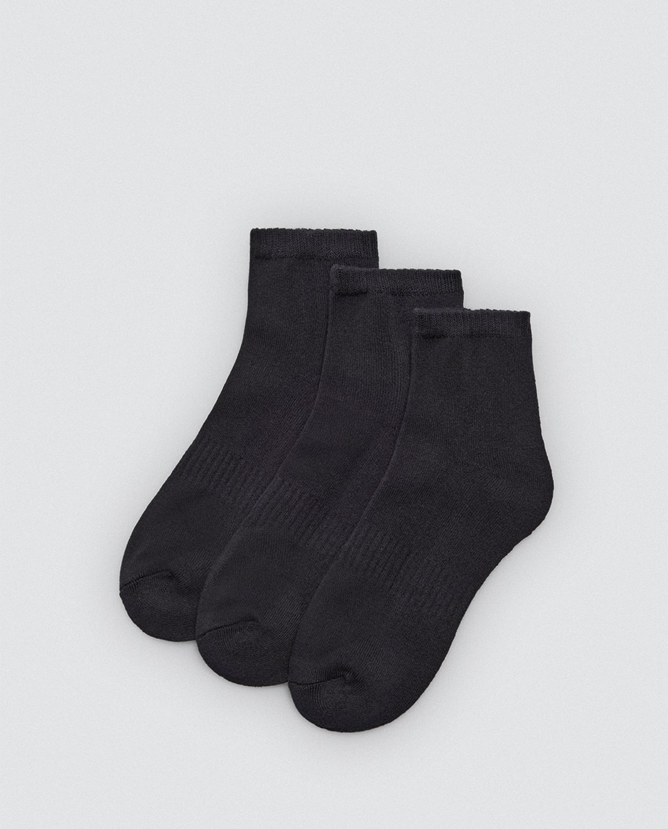 Imagen 0 de Pack 3 calcetines deportivos de rizo tonos oscuros Negro