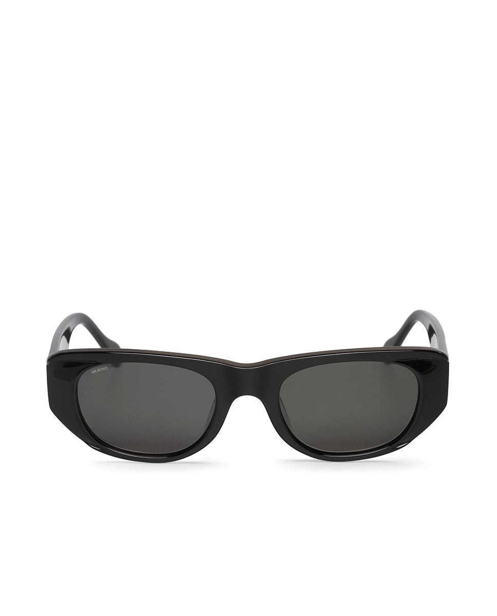 Gafas de sol mujer con montura de acetato multicolor - Mr. Boho - Cromo / Negro Cromo / Negro-1