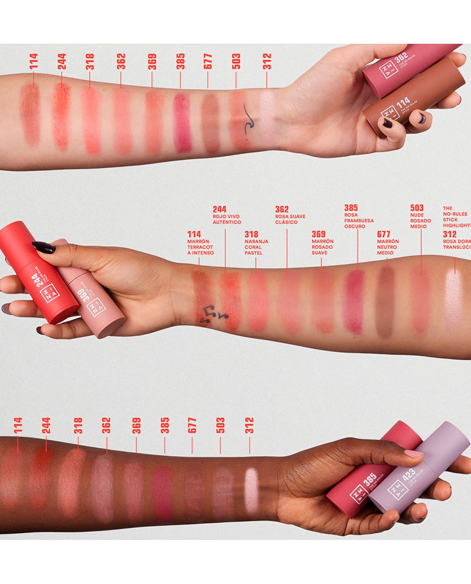 Barra multiusos 3 en 1: labios, mejillas, ojos The No-Rules Stick 3INA - 677 5 gr 677-3