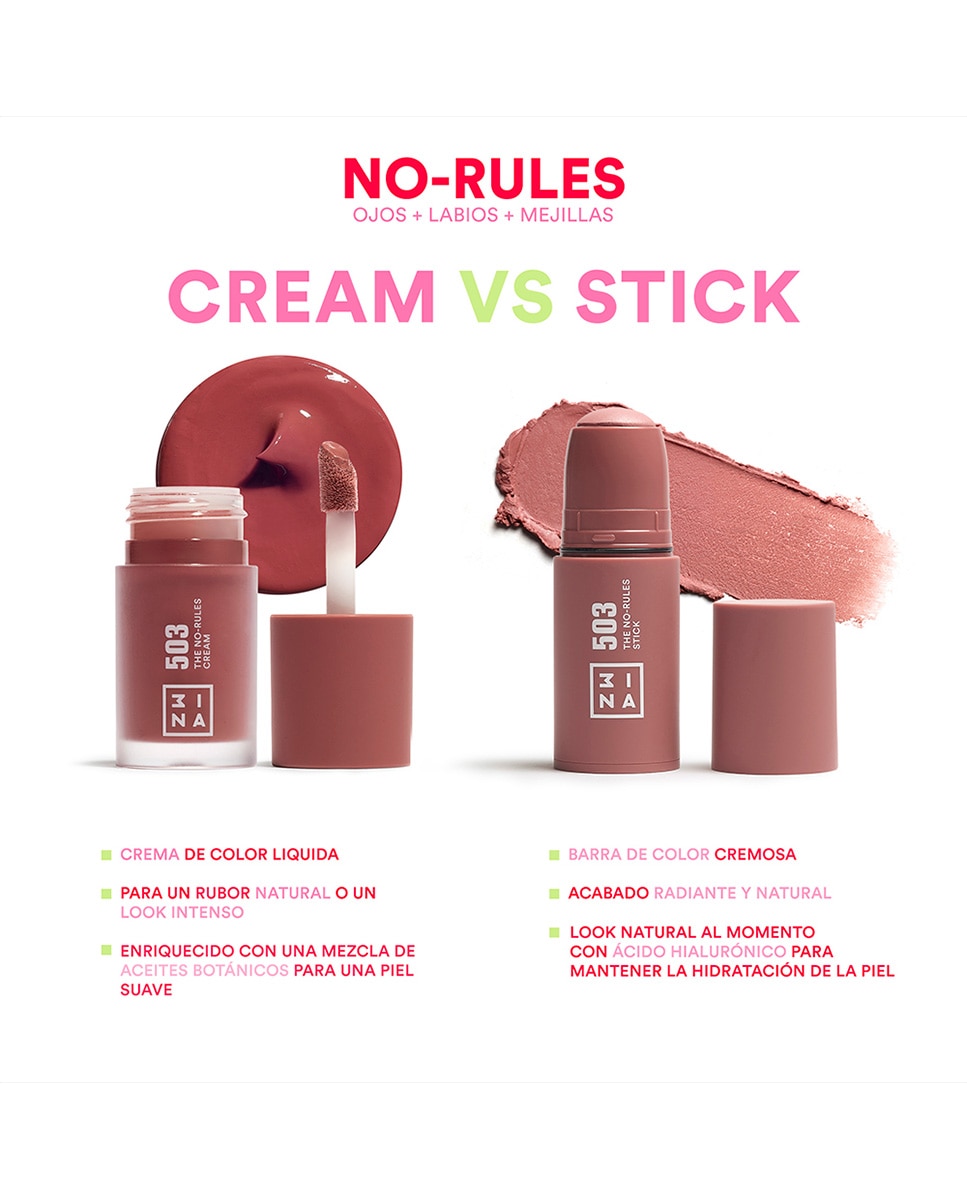 Barra multiusos 3 en 1: labios, mejillas, ojos The No-Rules Stick 3INA - 677 5 gr 677-4