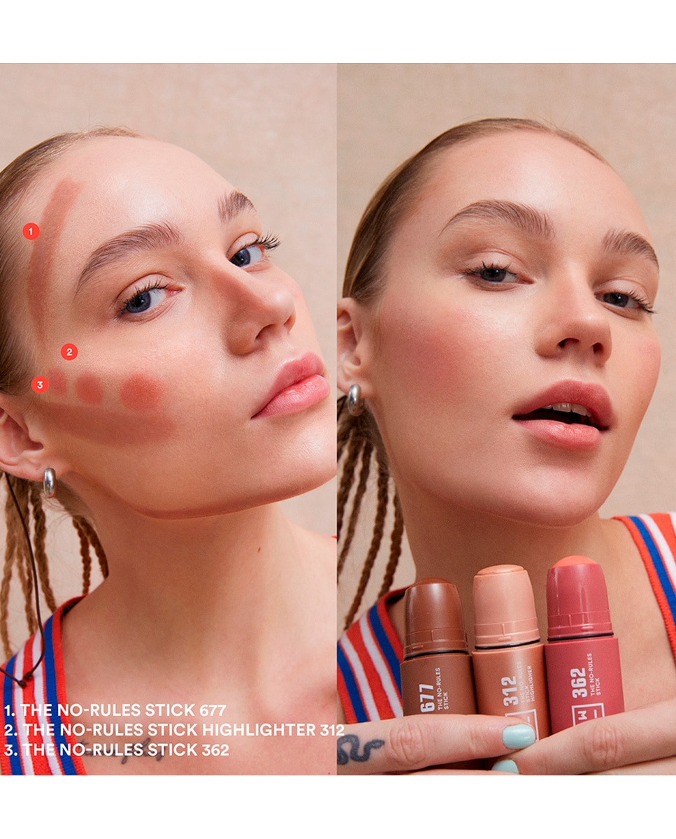 Barra multiusos 3 en 1: labios, mejillas, ojos The No-Rules Stick 3INA - 677 5 gr 677-5